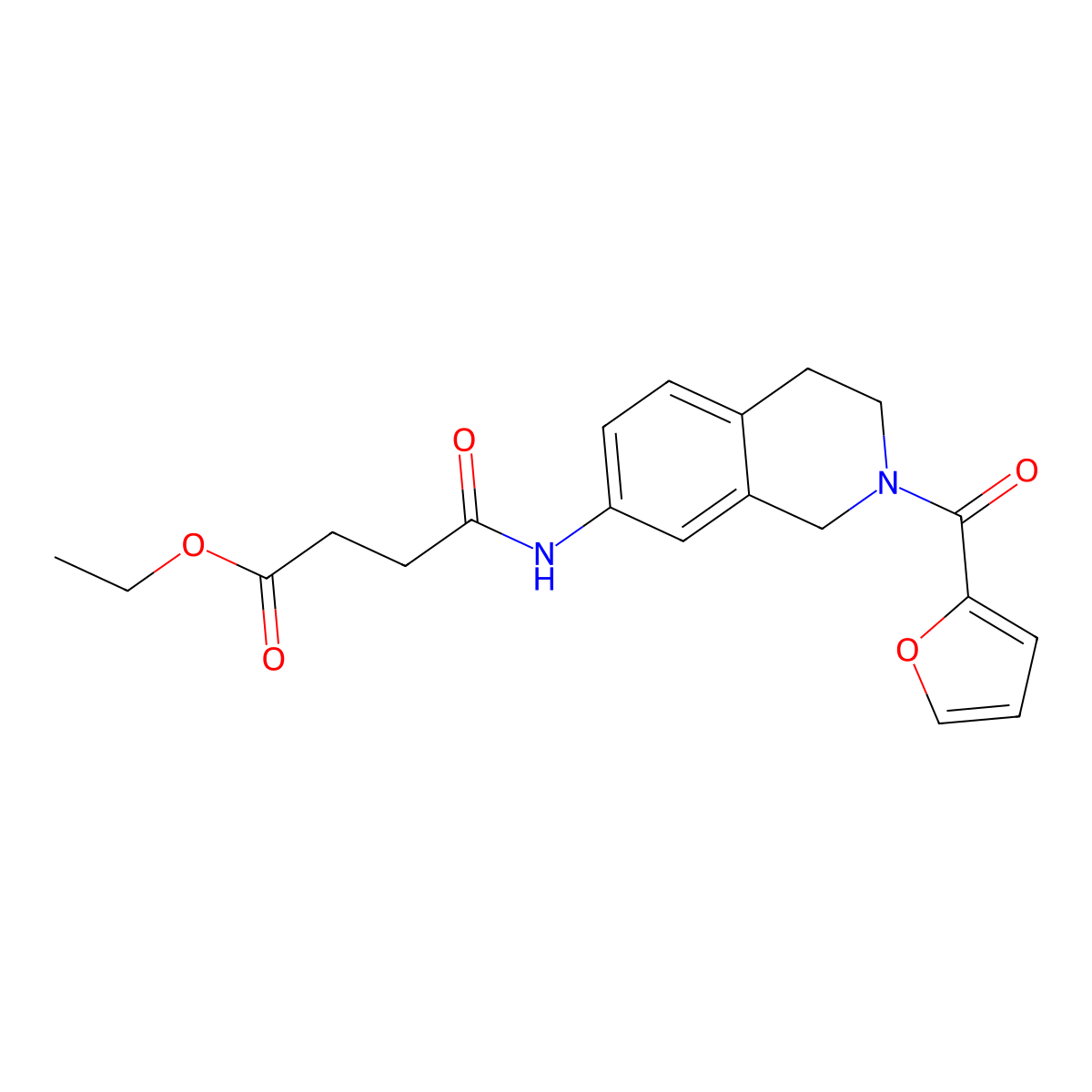 Ethyl 4-((2-(furan-2-carbonyl)-1,2,3,4-tetrahydroisoquinolin-7-yl)amino)-4-oxobutanoate molecular structure, CAS 1207053-52-8