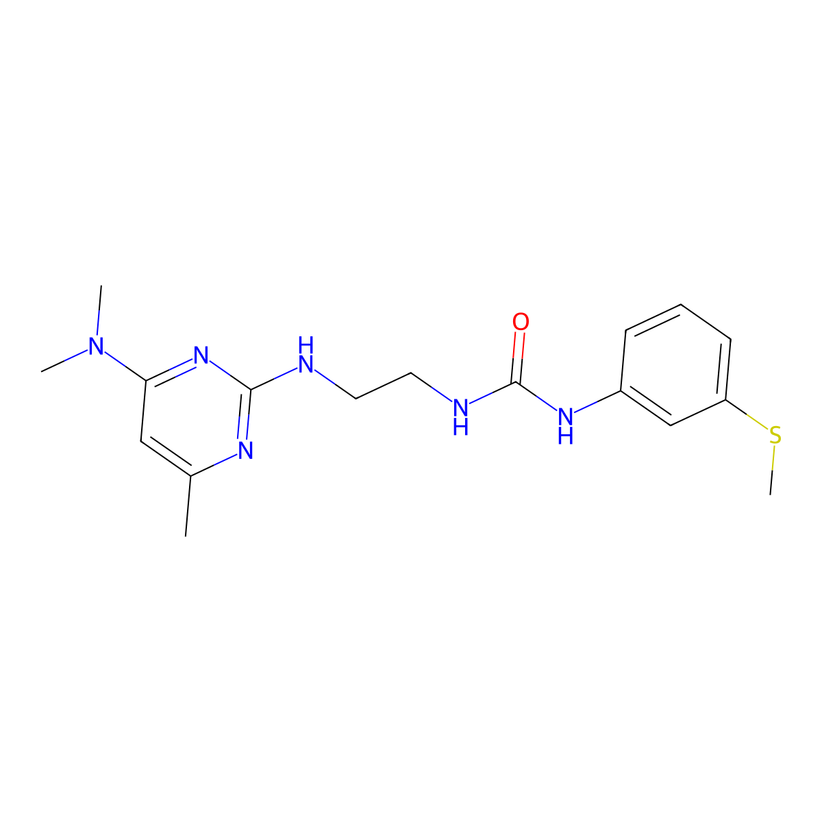 1-(2-((4-(Dimethylamino)-6-methylpyrimidin-2-yl)amino)ethyl)-3-(3-(methylthio)phenyl)urea molecular structure, CAS 1207053-58-4