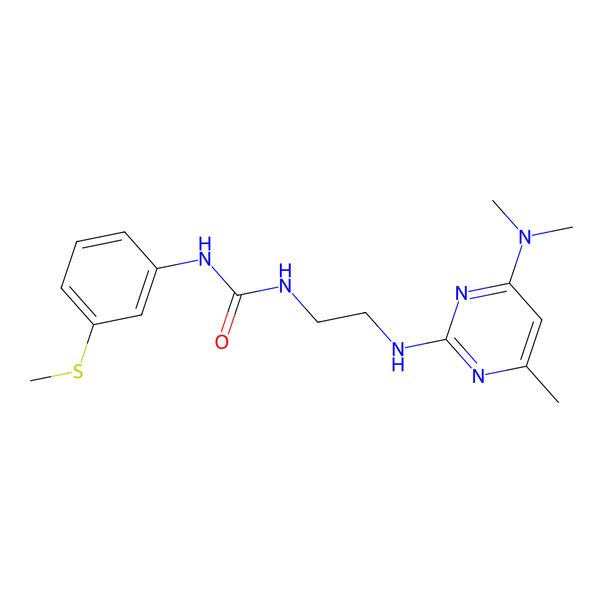 1-(2-((4-(Dimethylamino)-6-methylpyrimidin-2-yl)amino)ethyl)-3-(3-(methylthio)phenyl)urea molecular structure, CAS 1207053-58-4