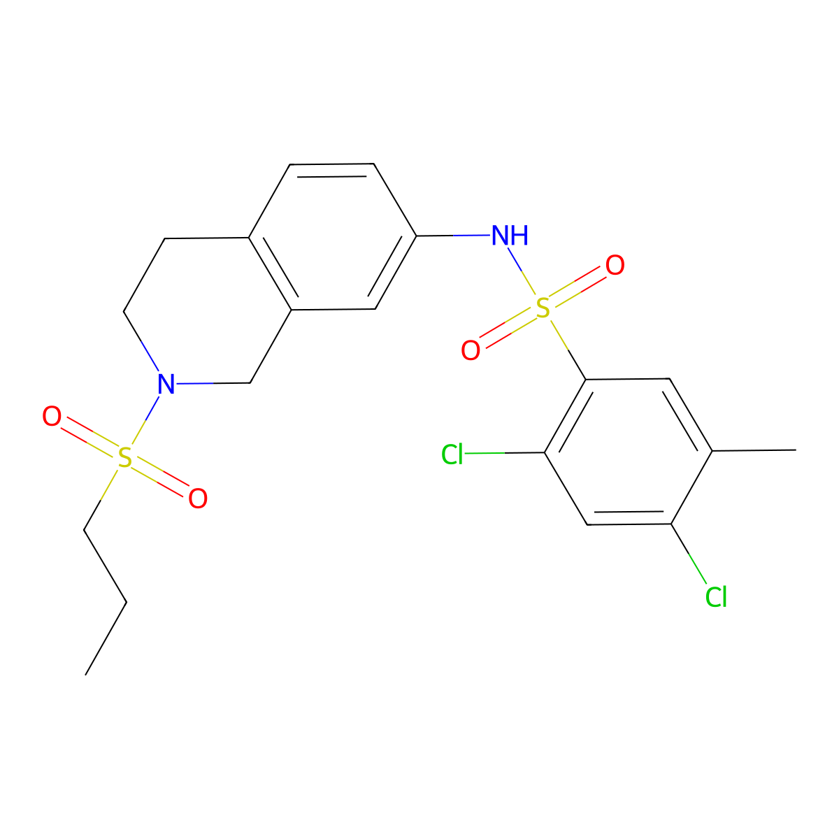 2,4-dichloro-5-methyl-N-(2-(propylsulfonyl)-1,2,3,4-tetrahydroisoquinolin-7-yl)benzenesulfonamide molecular structure, CAS 1207053-61-9