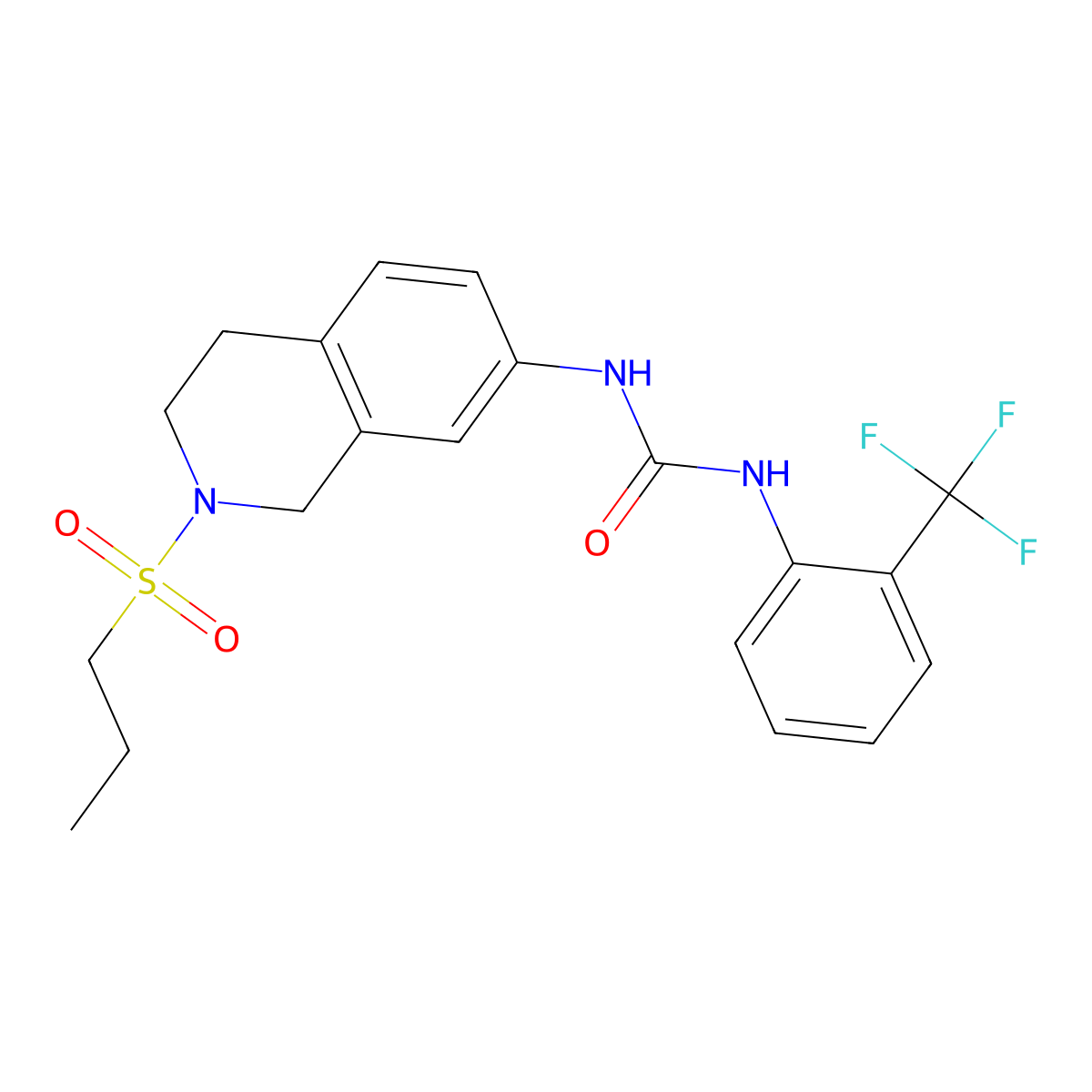 1-(2-(Propylsulfonyl)-1,2,3,4-tetrahydroisoquinolin-7-yl)-3-(2-(trifluoromethyl)phenyl)urea molecular structure, CAS 1207053-63-1