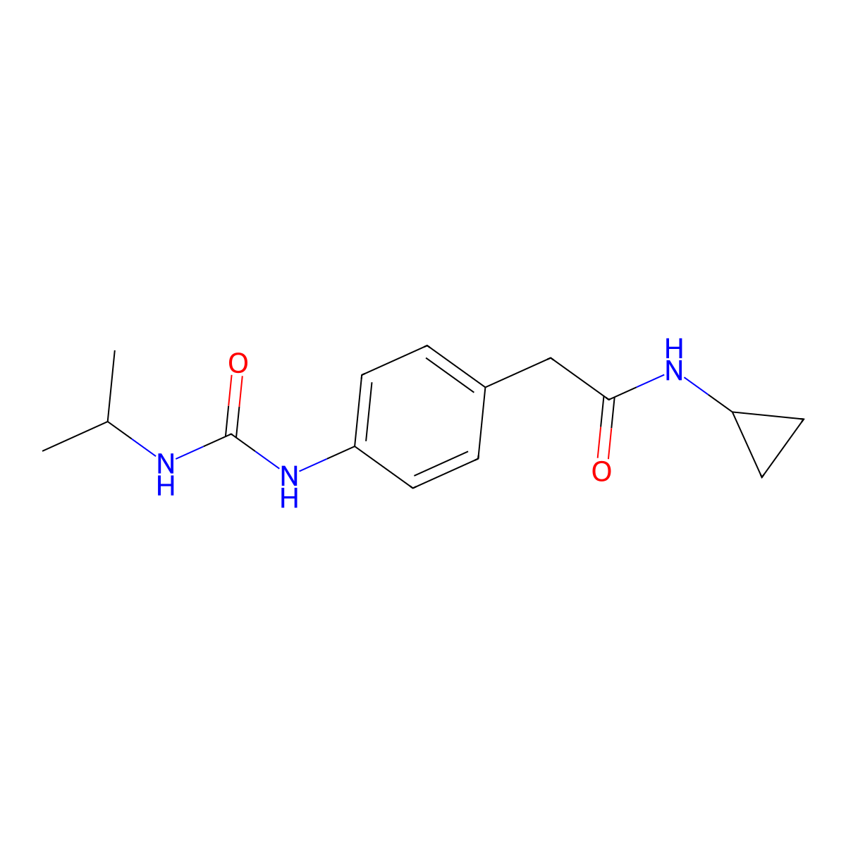 N-cyclopropyl-2-(4-(3-isopropylureido)phenyl)acetamide molecular structure, CAS 1207053-69-7