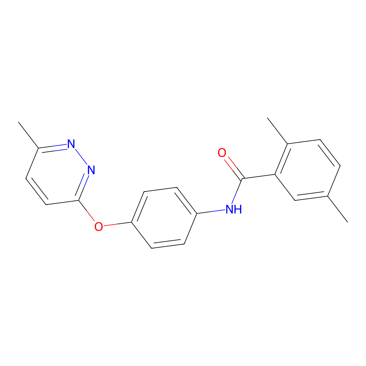 2,5-dimethyl-N-(4-((6-methylpyridazin-3-yl)oxy)phenyl)benzamide molecular structure, CAS 1207053-71-1