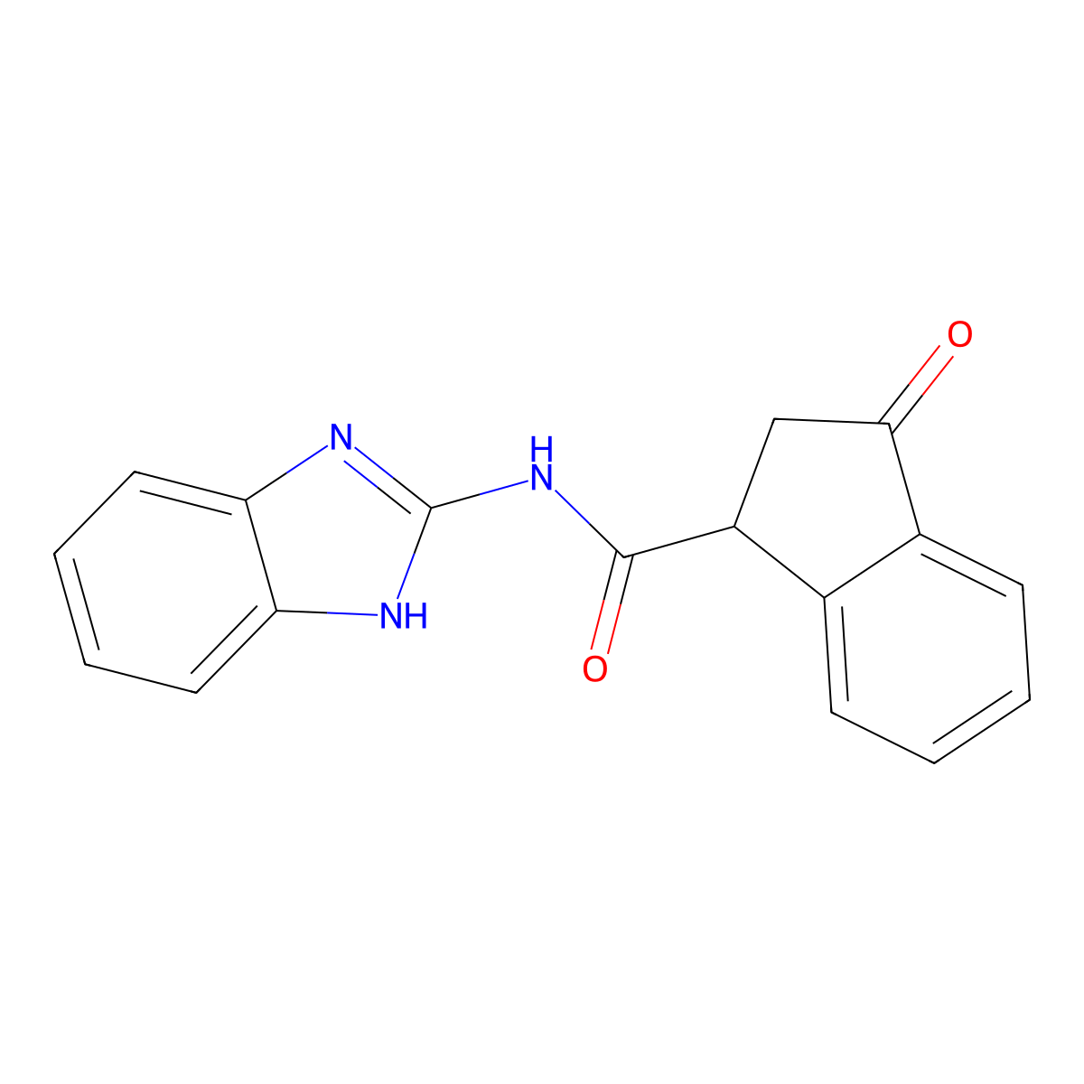 N-(1H-benzo[d]imidazol-2-yl)-3-oxo-2,3-dihydro-1H-indene-1-carboxamide molecular structure, CAS 1207053-89-1
