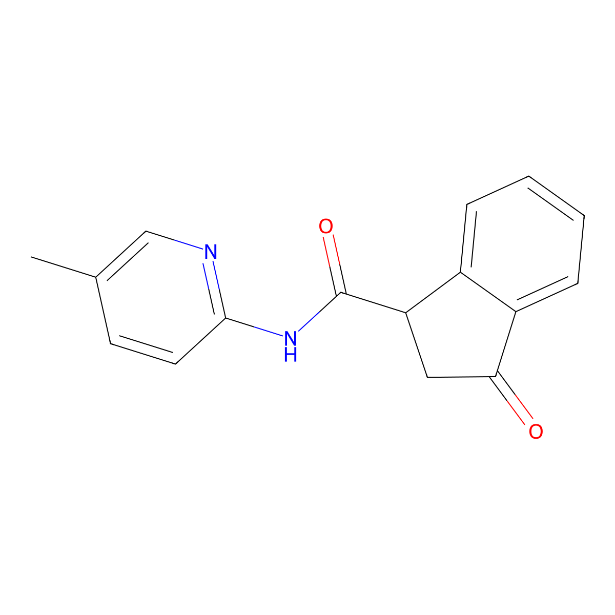 N-(5-methylpyridin-2-yl)-3-oxo-2,3-dihydro-1H-indene-1-carboxamide molecular structure, CAS 1207053-90-4