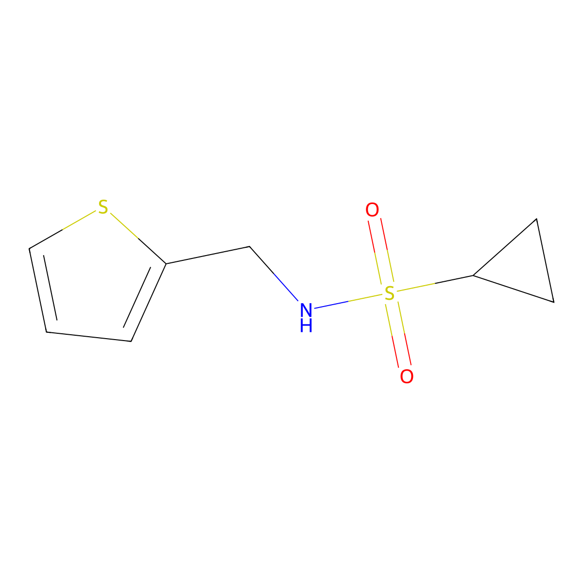 N-(thiophen-2-ylmethyl)cyclopropanesulfonamide molecular structure, CAS 1207053-93-7