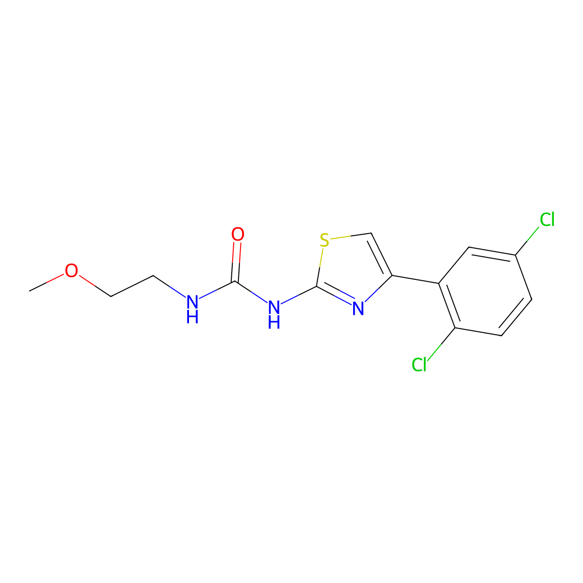 1-(4-(2,5-Dichlorophenyl)thiazol-2-yl)-3-(2-methoxyethyl)urea molecular structure, CAS 1207053-98-2