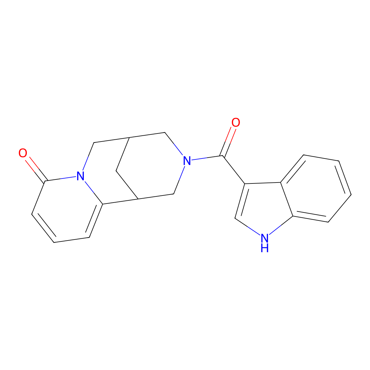 3-(1H-indole-3-carbonyl)-3,4,5,6-tetrahydro-1H-1,5-methanopyrido[1,2-a][1,5]diazocin-8(2H)-one molecular structure, CAS 1207054-05-4