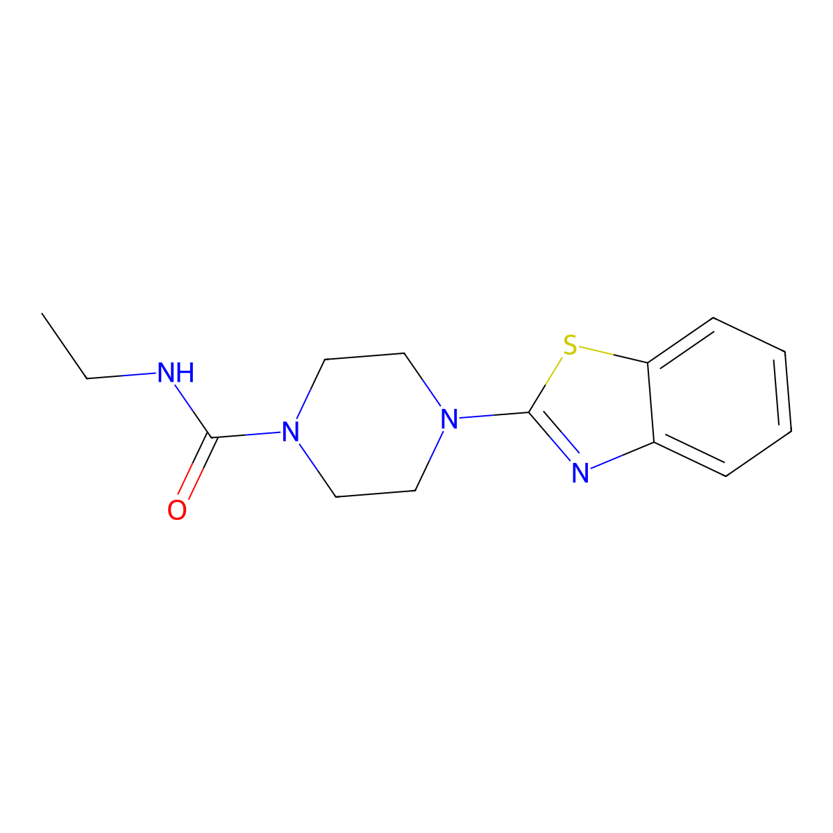 4-(benzo[d]thiazol-2-yl)-N-ethylpiperazine-1-carboxamide molecular structure, CAS 1207054-06-5