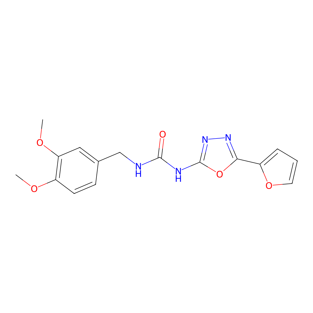 1-(3,4-Dimethoxybenzyl)-3-(5-(furan-2-yl)-1,3,4-oxadiazol-2-yl)urea molecular structure, CAS 1207054-09-8