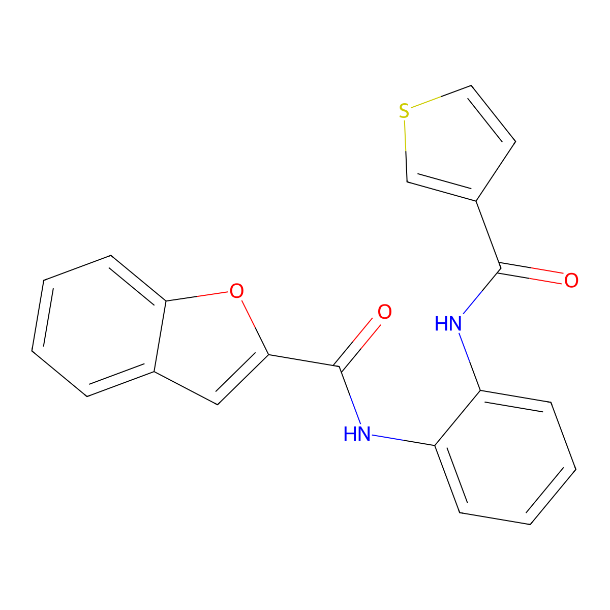 N-(2-(thiophene-3-carboxamido)phenyl)benzofuran-2-carboxamide molecular structure, CAS 1207054-12-3