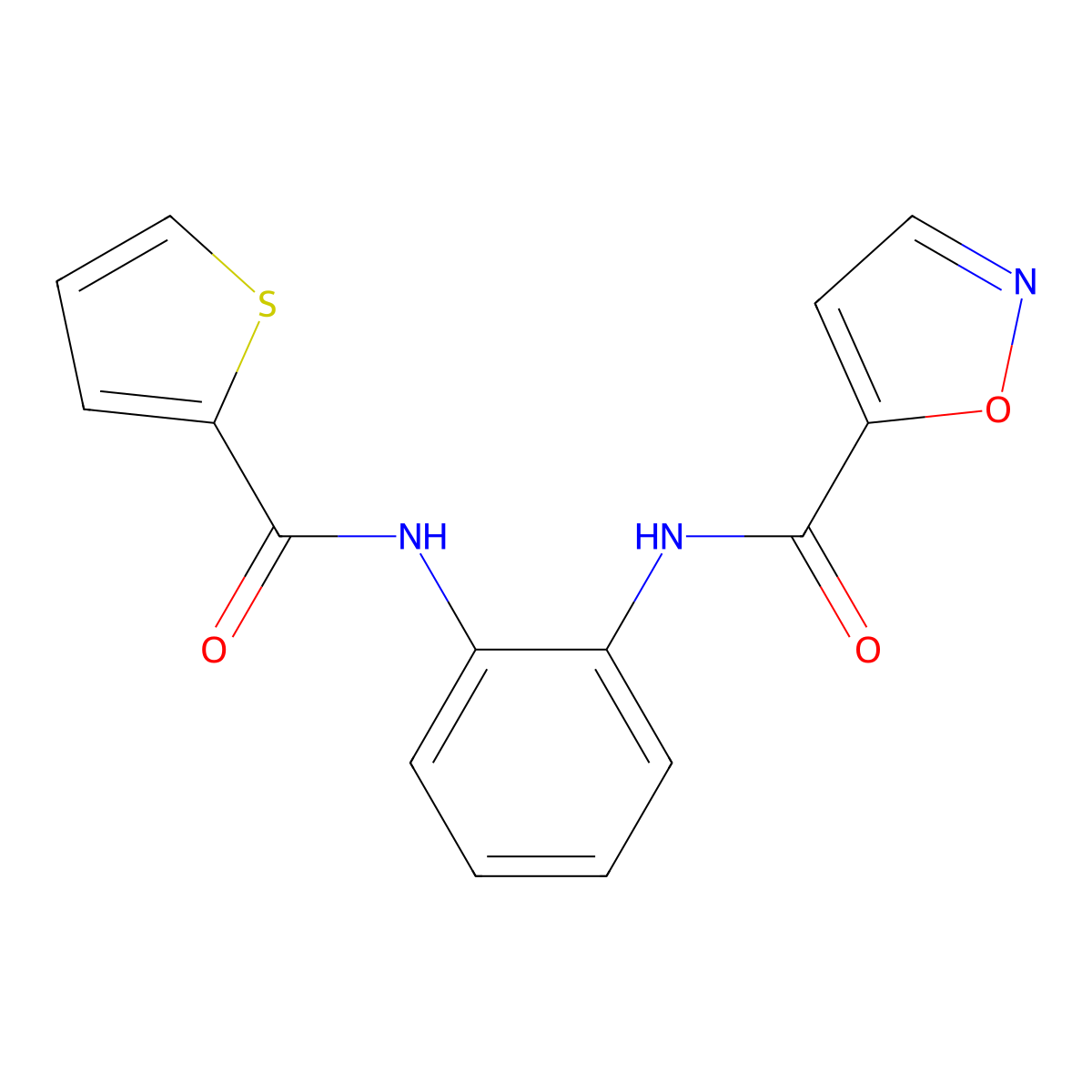 N-(2-(thiophene-2-carboxamido)phenyl)isoxazole-5-carboxamide molecular structure, CAS 1207054-14-5