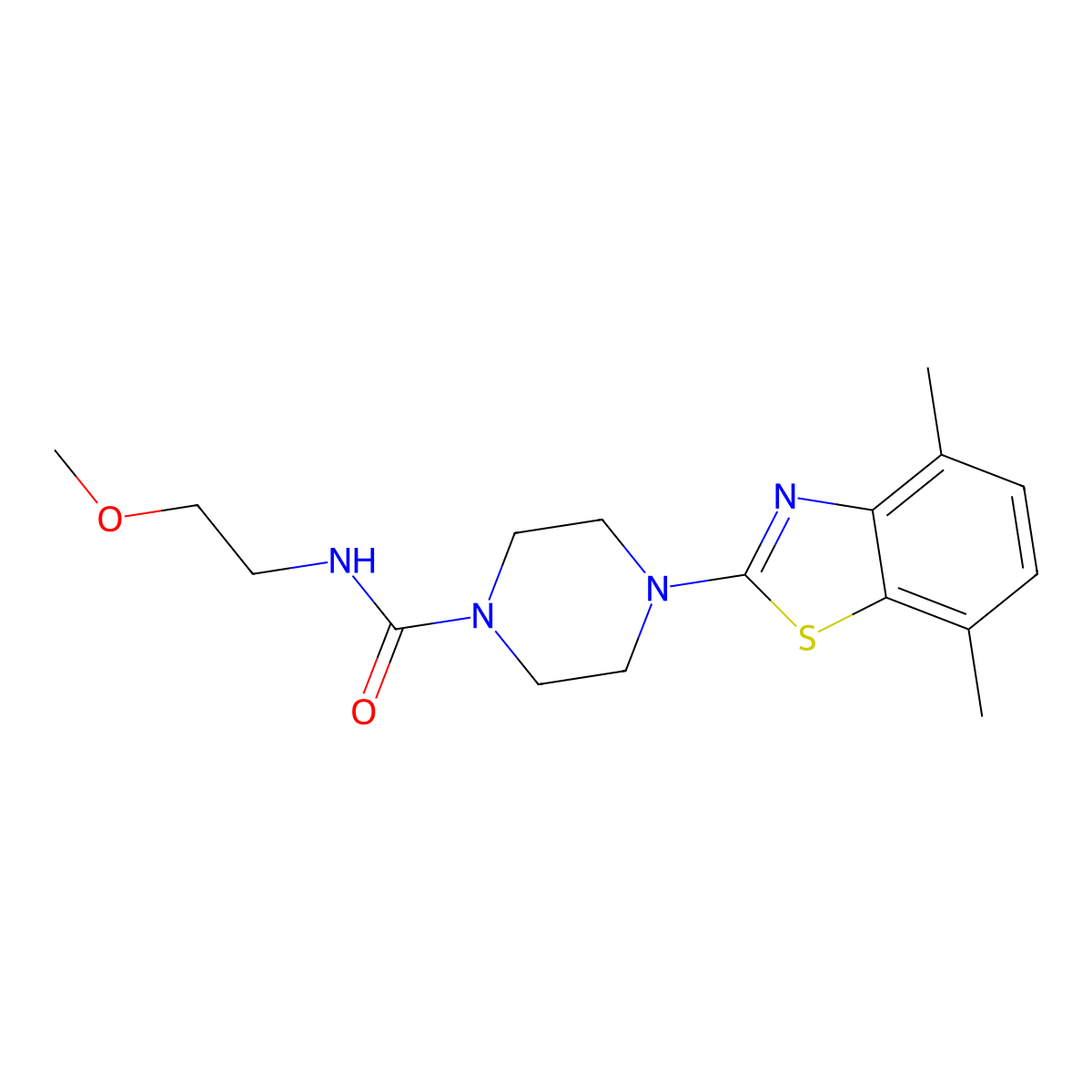 4-(4,7-dimethylbenzo[d]thiazol-2-yl)-N-(2-methoxyethyl)piperazine-1-carboxamide molecular structure, CAS 1207054-17-8
