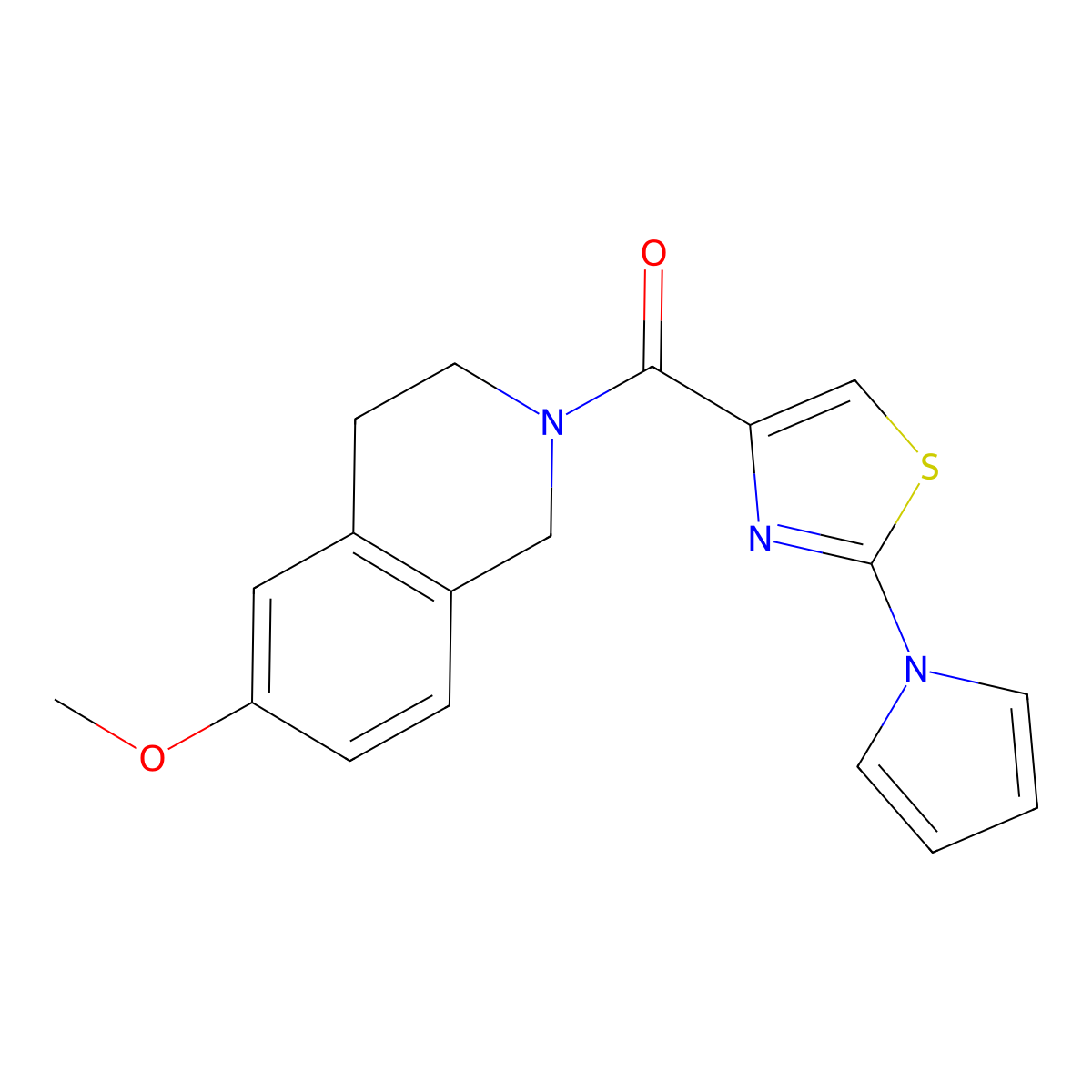 (2-(1H-pyrrol-1-yl)thiazol-4-yl)(6-methoxy-3,4-dihydroisoquinolin-2(1H)-yl)methanone molecular structure, CAS 1207054-31-6