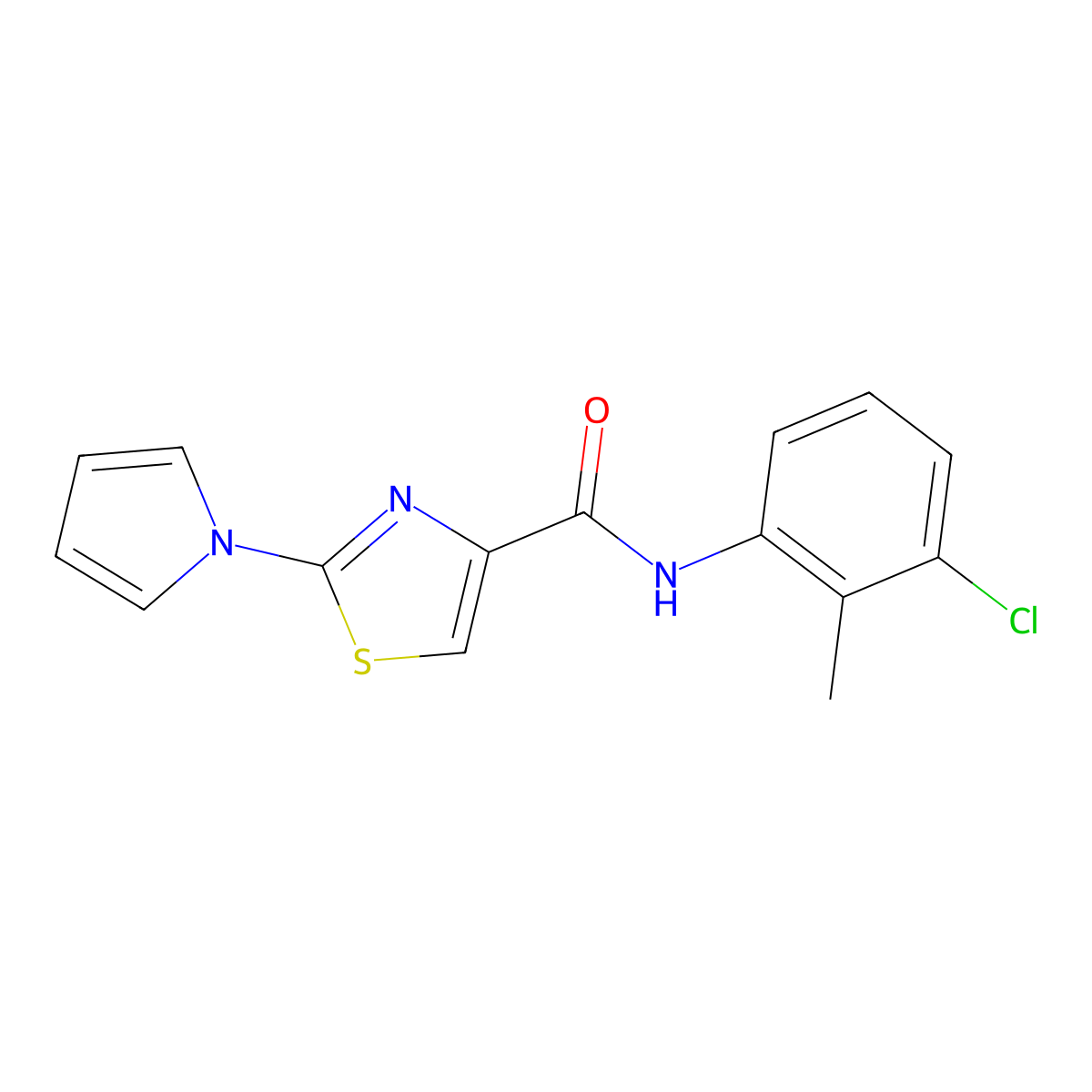 N-(3-chloro-2-methylphenyl)-2-(1H-pyrrol-1-yl)thiazole-4-carboxamide molecular structure, CAS 1207054-32-7