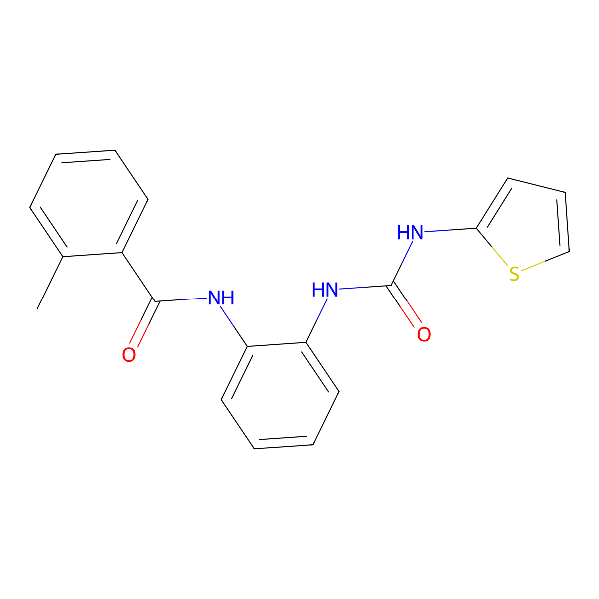 2-methyl-N-(2-(3-(thiophen-2-yl)ureido)phenyl)benzamide molecular structure, CAS 1207054-36-1