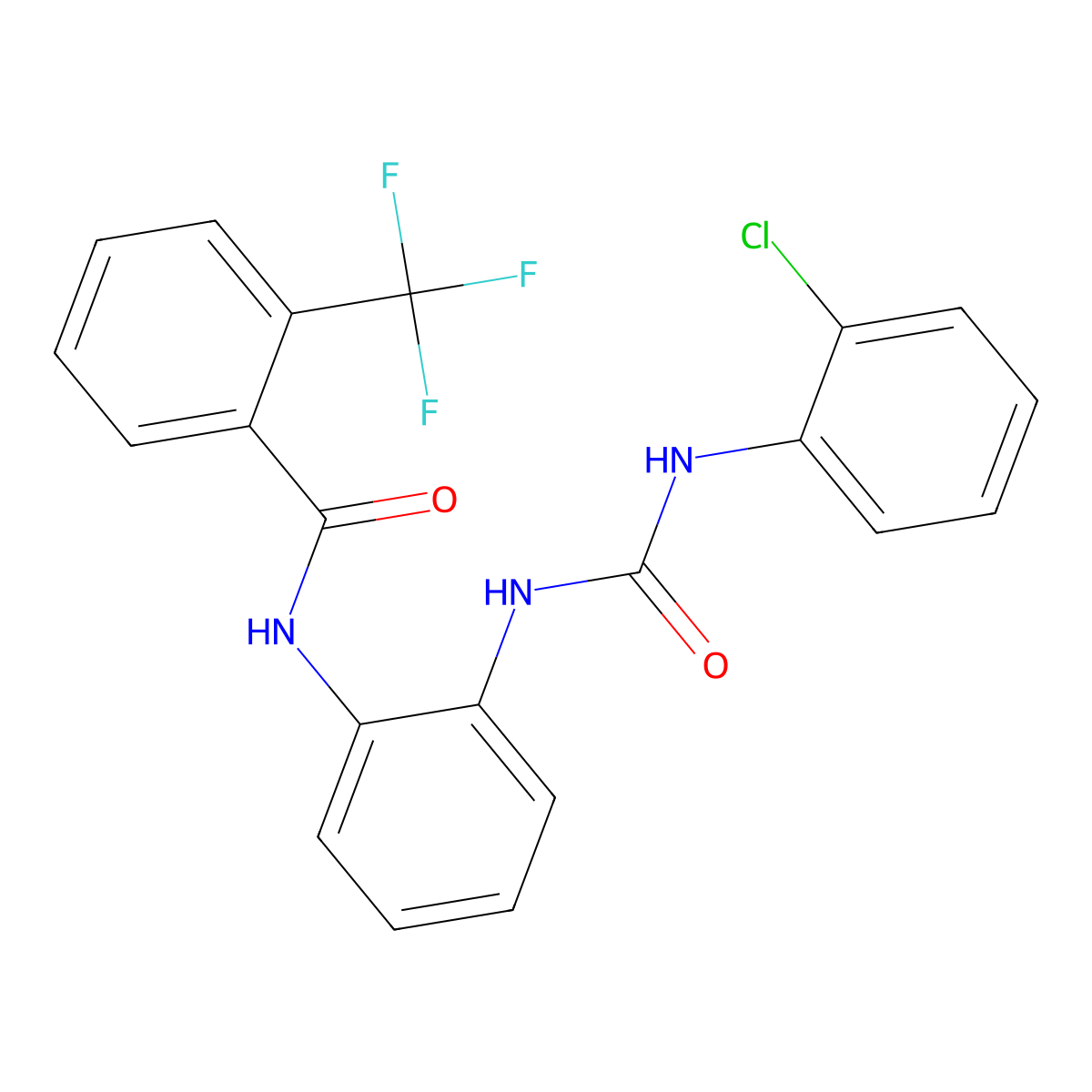 N-(2-(3-(2-chlorophenyl)ureido)phenyl)-2-(trifluoromethyl)benzamide molecular structure, CAS 1207054-38-3