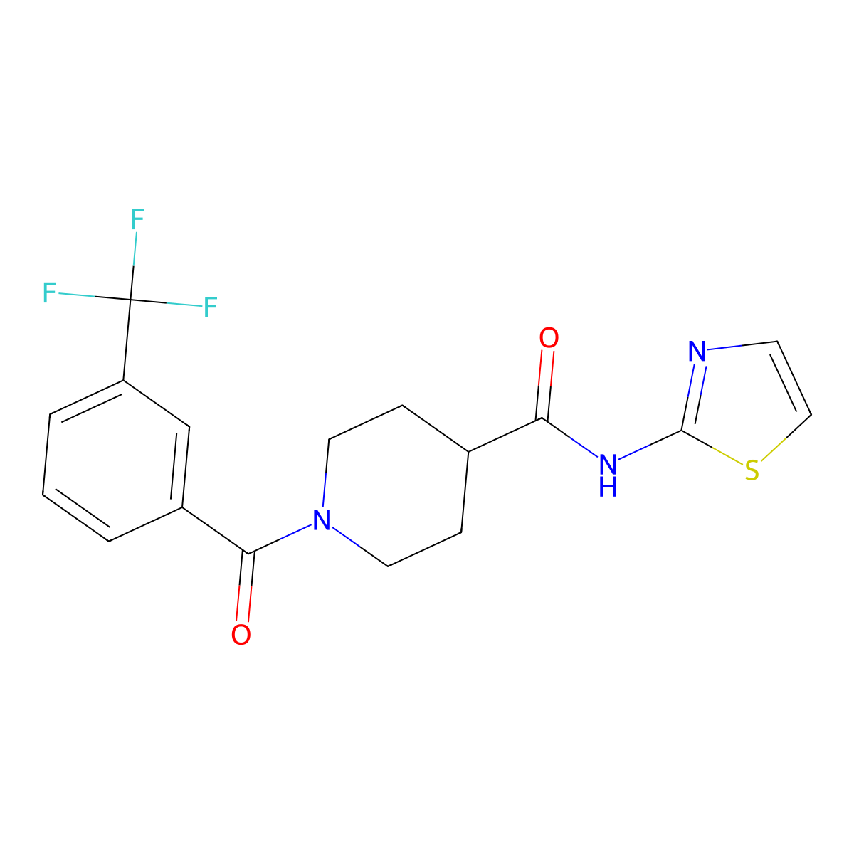 N-(thiazol-2-yl)-1-(3-(trifluoromethyl)benzoyl)piperidine-4-carboxamide molecular structure, CAS 1207054-56-5