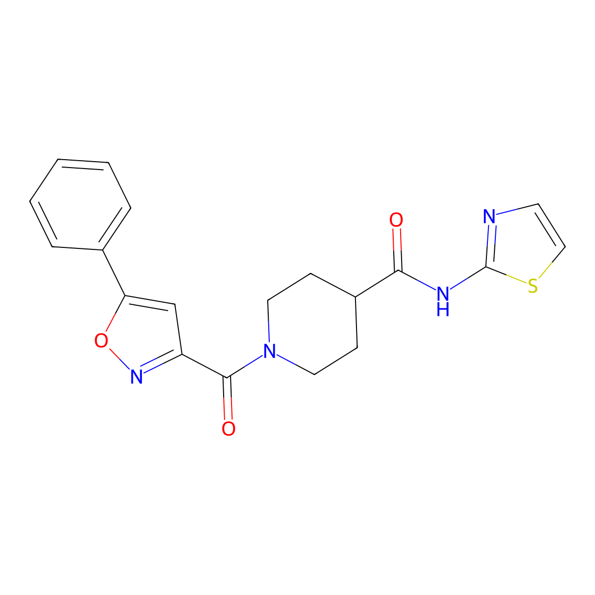 1-(5-phenylisoxazole-3-carbonyl)-N-(thiazol-2-yl)piperidine-4-carboxamide molecular structure, CAS 1207054-57-6