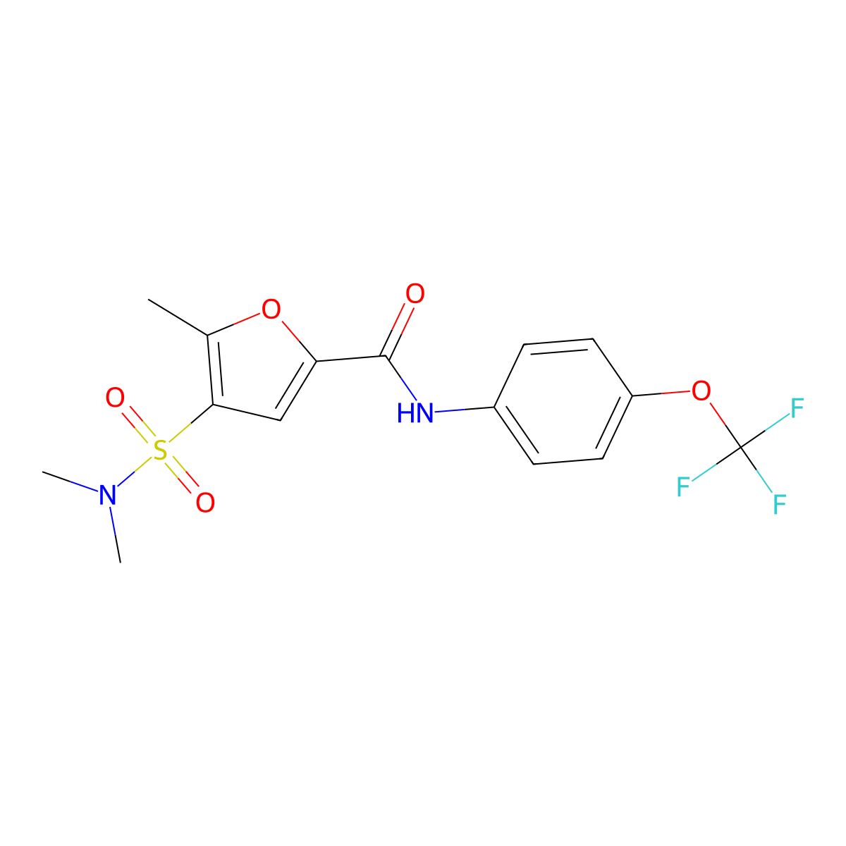 4-(dimethylsulfamoyl)-5-methyl-N-[4-(trifluoromethoxy)phenyl]furan-2-carboxamide molecular structure, CAS 1207054-83-8
