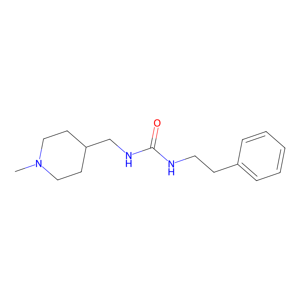 1-((1-Methylpiperidin-4-yl)methyl)-3-phenethylurea molecular structure, CAS 1207054-87-2