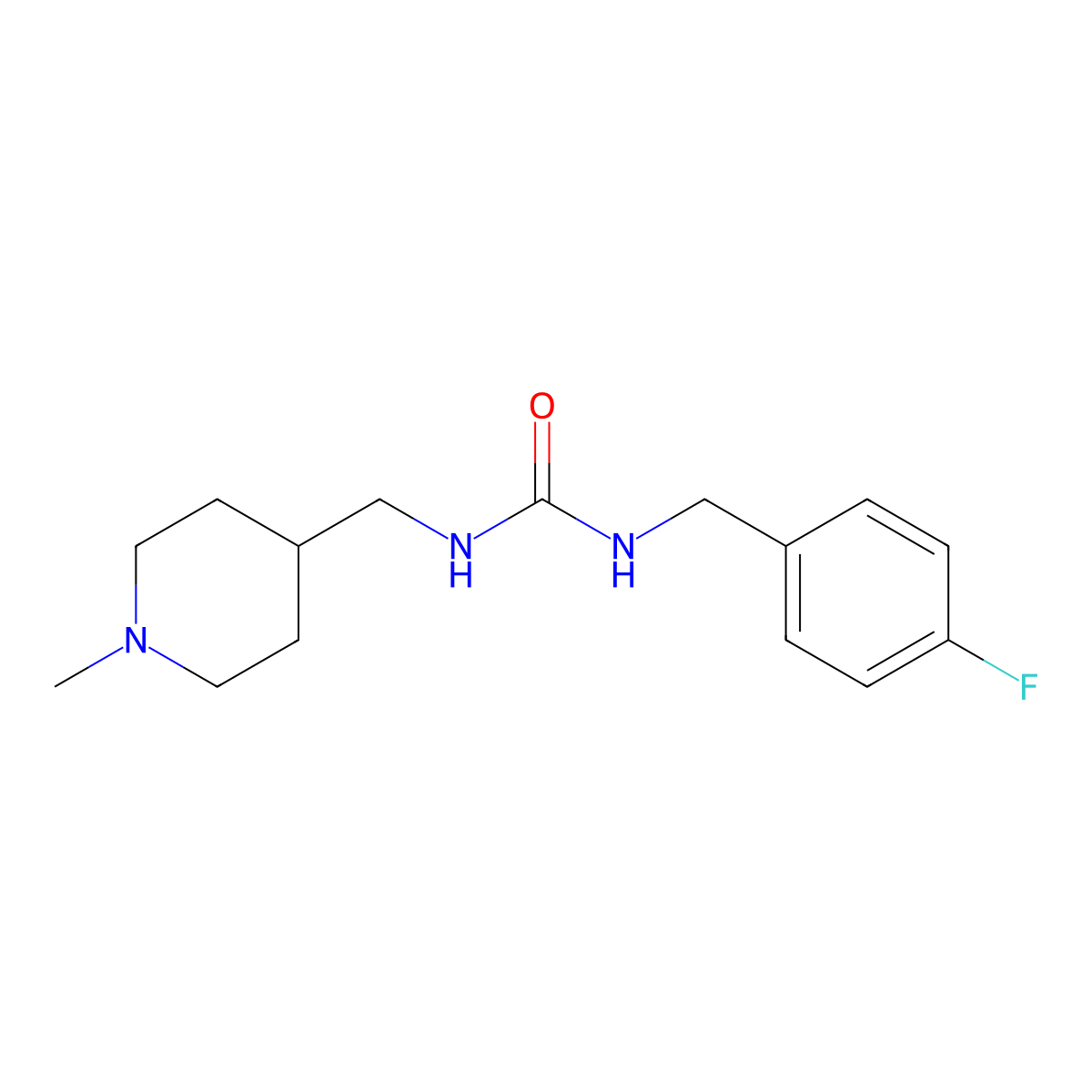 1-(4-Fluorobenzyl)-3-((1-methylpiperidin-4-yl)methyl)urea molecular structure, CAS 1207054-88-3