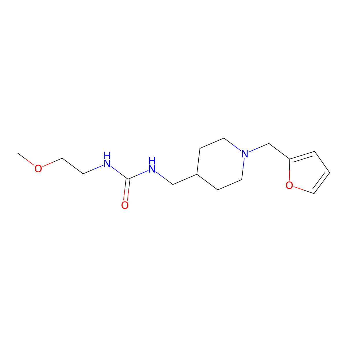 1-((1-(Furan-2-ylmethyl)piperidin-4-yl)methyl)-3-(2-methoxyethyl)urea molecular structure, CAS 1207054-90-7