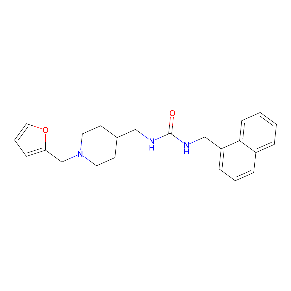 1-((1-(Furan-2-ylmethyl)piperidin-4-yl)methyl)-3-(naphthalen-1-ylmethyl)urea molecular structure, CAS 1207054-91-8