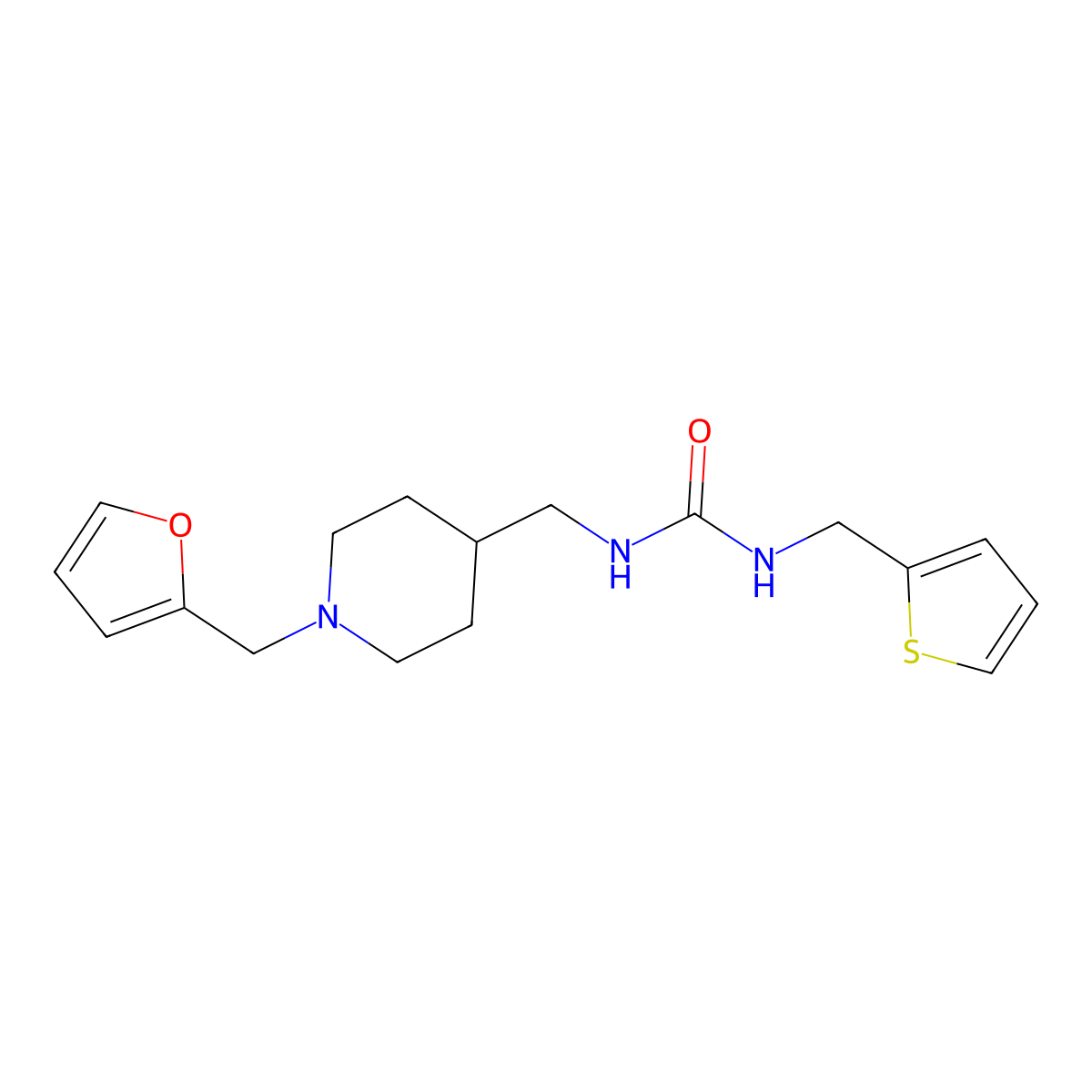 1-((1-(Furan-2-ylmethyl)piperidin-4-yl)methyl)-3-(thiophen-2-ylmethyl)urea molecular structure, CAS 1207054-92-9