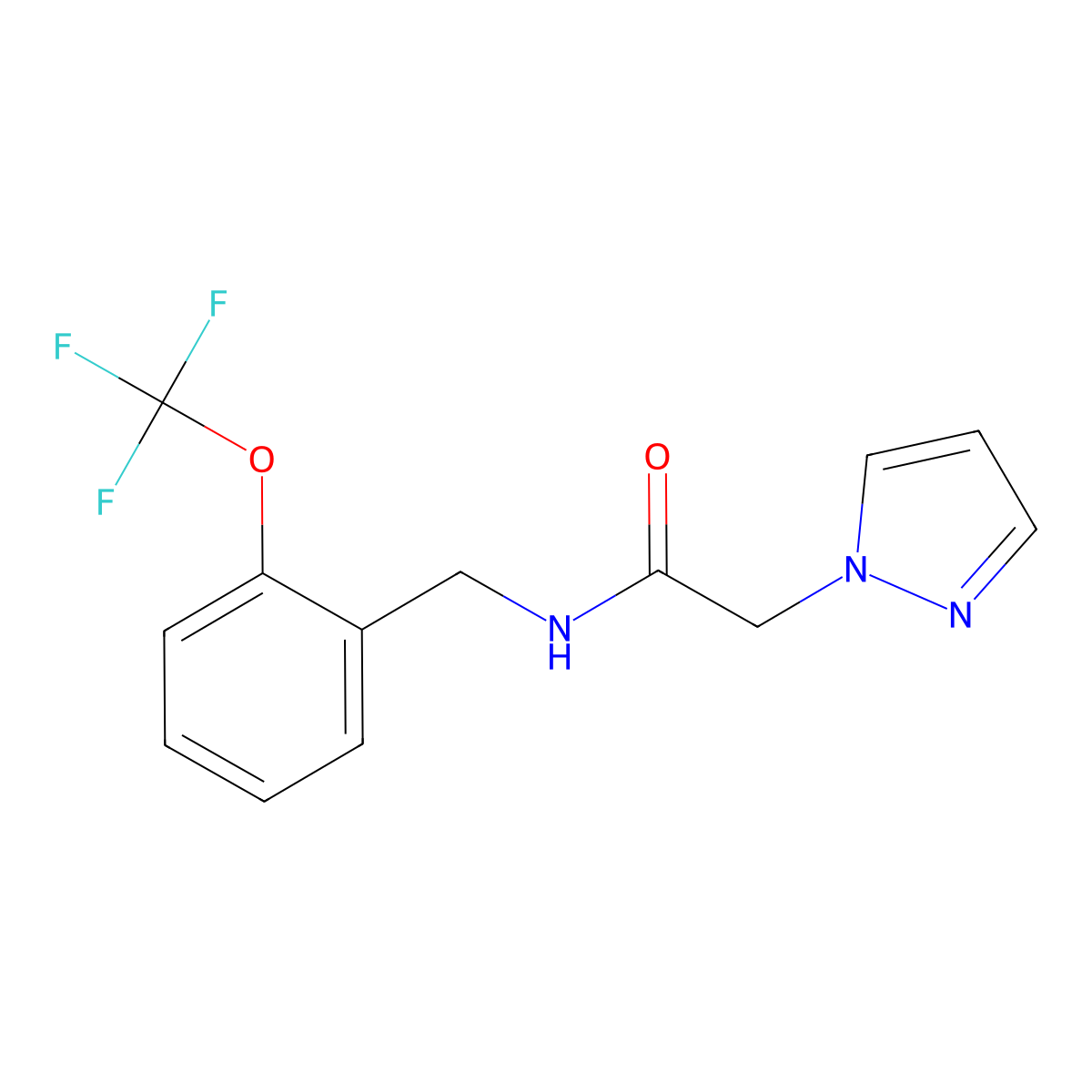 2-(1H-pyrazol-1-yl)-N-(2-(trifluoromethoxy)benzyl)acetamide molecular structure, CAS 1207055-02-4