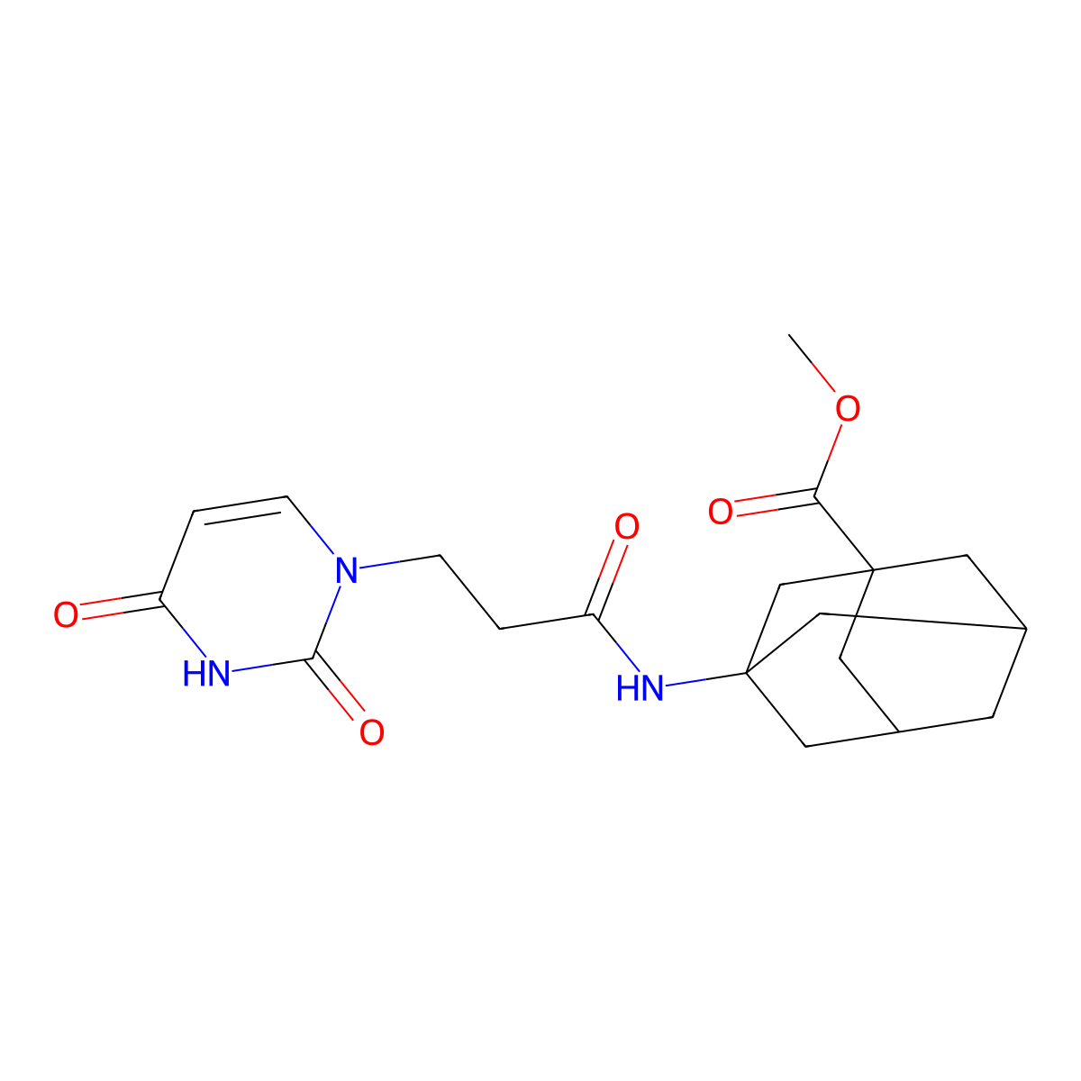 (1r,3s,5R,7S)-methyl 3-(3-(2,4-dioxo-3,4-dihydropyrimidin-1(2H)-yl)propanamido)adamantane-1-carboxylate molecular structure, CAS 1207055-07-9