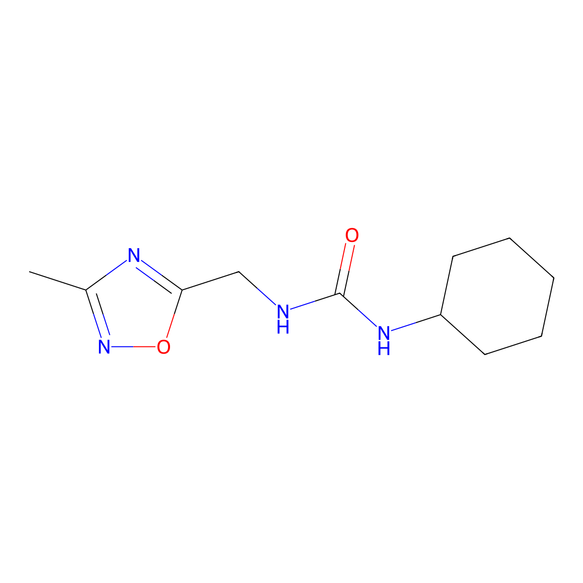 1-Cyclohexyl-3-[(3-methyl-1,2,4-oxadiazol-5-yl)methyl]urea molecular structure, CAS 1207055-29-5