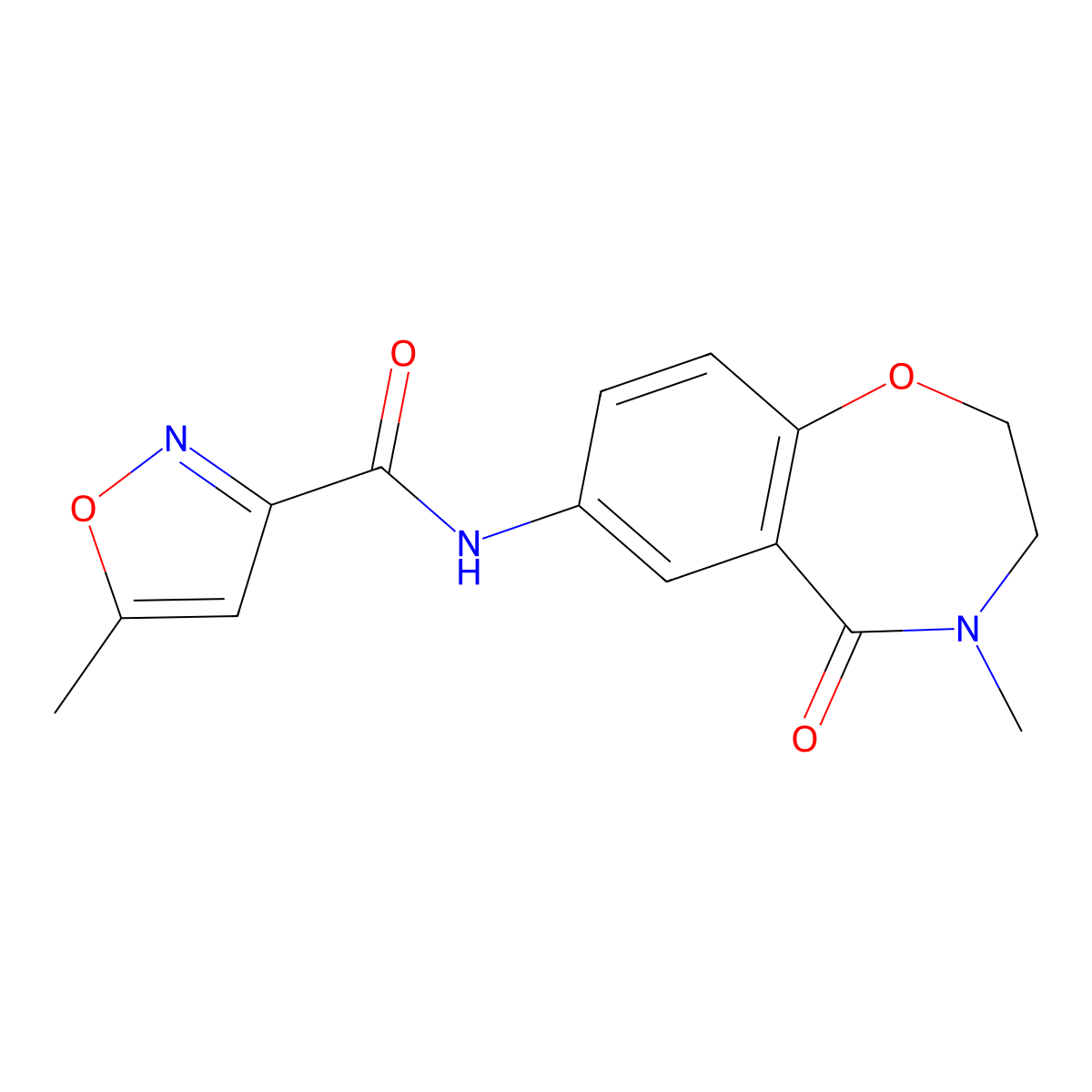 5-methyl-N-(4-methyl-5-oxo-2,3,4,5-tetrahydrobenzo[f][1,4]oxazepin-7-yl)isoxazole-3-carboxamide molecular structure, CAS 1207055-30-8