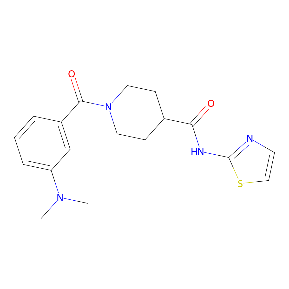 1-(3-(dimethylamino)benzoyl)-N-(thiazol-2-yl)piperidine-4-carboxamide molecular structure, CAS 1207055-31-9