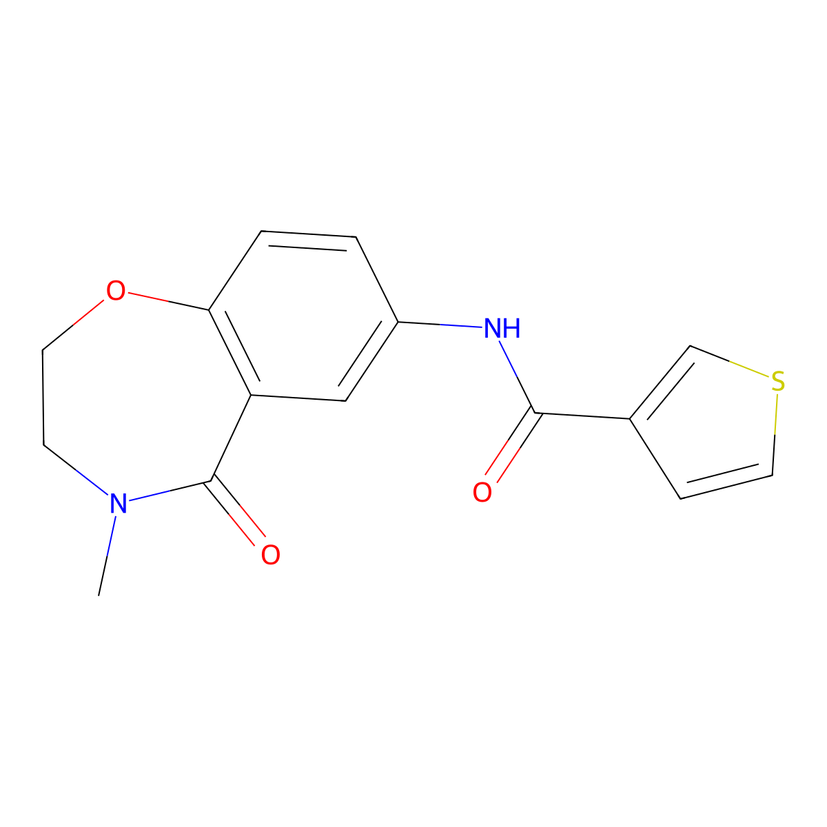 N-(4-methyl-5-oxo-2,3,4,5-tetrahydrobenzo[f][1,4]oxazepin-7-yl)thiophene-3-carboxamide molecular structure, CAS 1207055-32-0