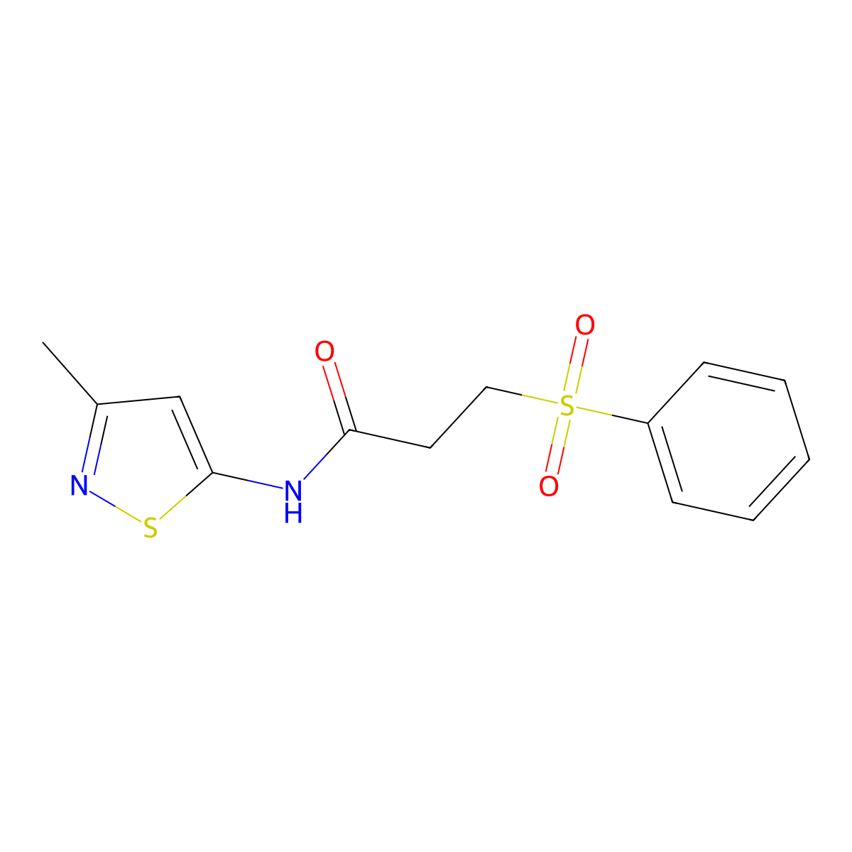 N-(3-methylisothiazol-5-yl)-3-(phenylsulfonyl)propanamide molecular structure, CAS 1207055-36-4