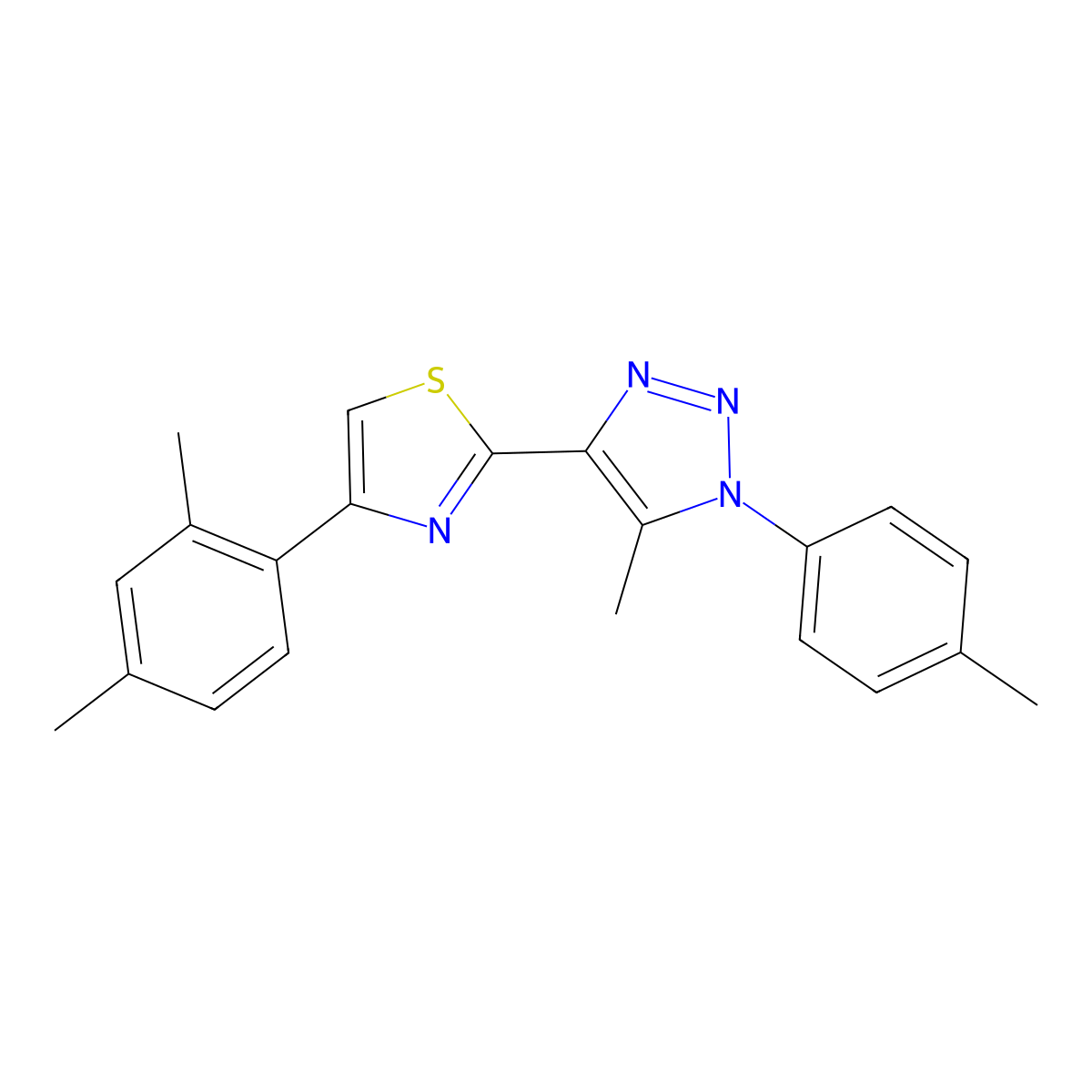 4-(2,4-dimethylphenyl)-2-(5-methyl-1-(p-tolyl)-1H-1,2,3-triazol-4-yl)thiazole molecular structure, CAS 1207055-37-5
