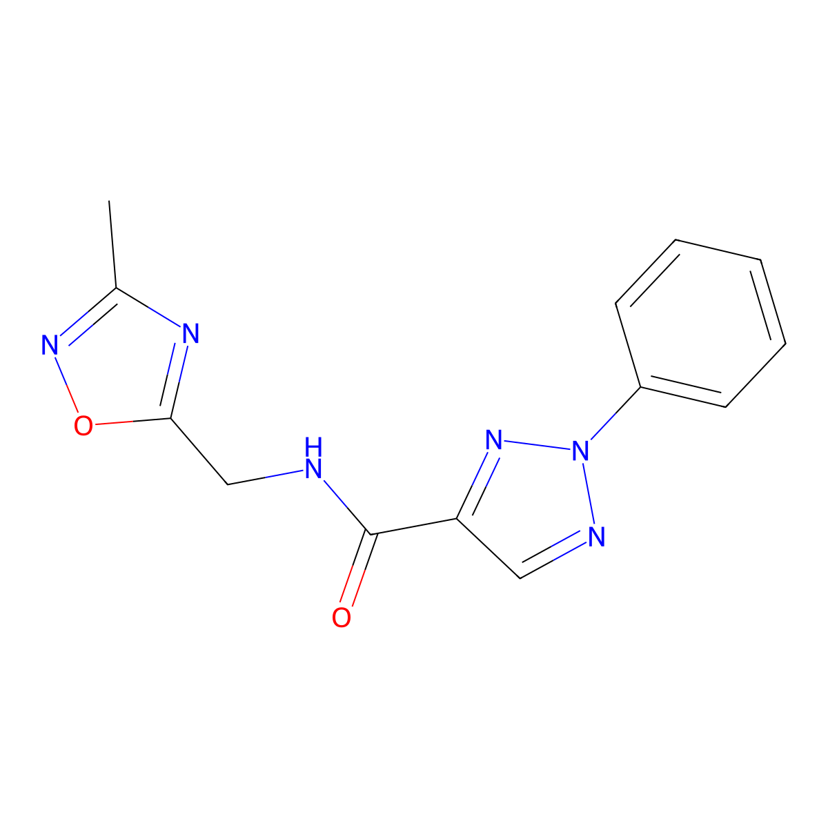 N-((3-methyl-1,2,4-oxadiazol-5-yl)methyl)-2-phenyl-2H-1,2,3-triazole-4-carboxamide molecular structure, CAS 1207055-40-0