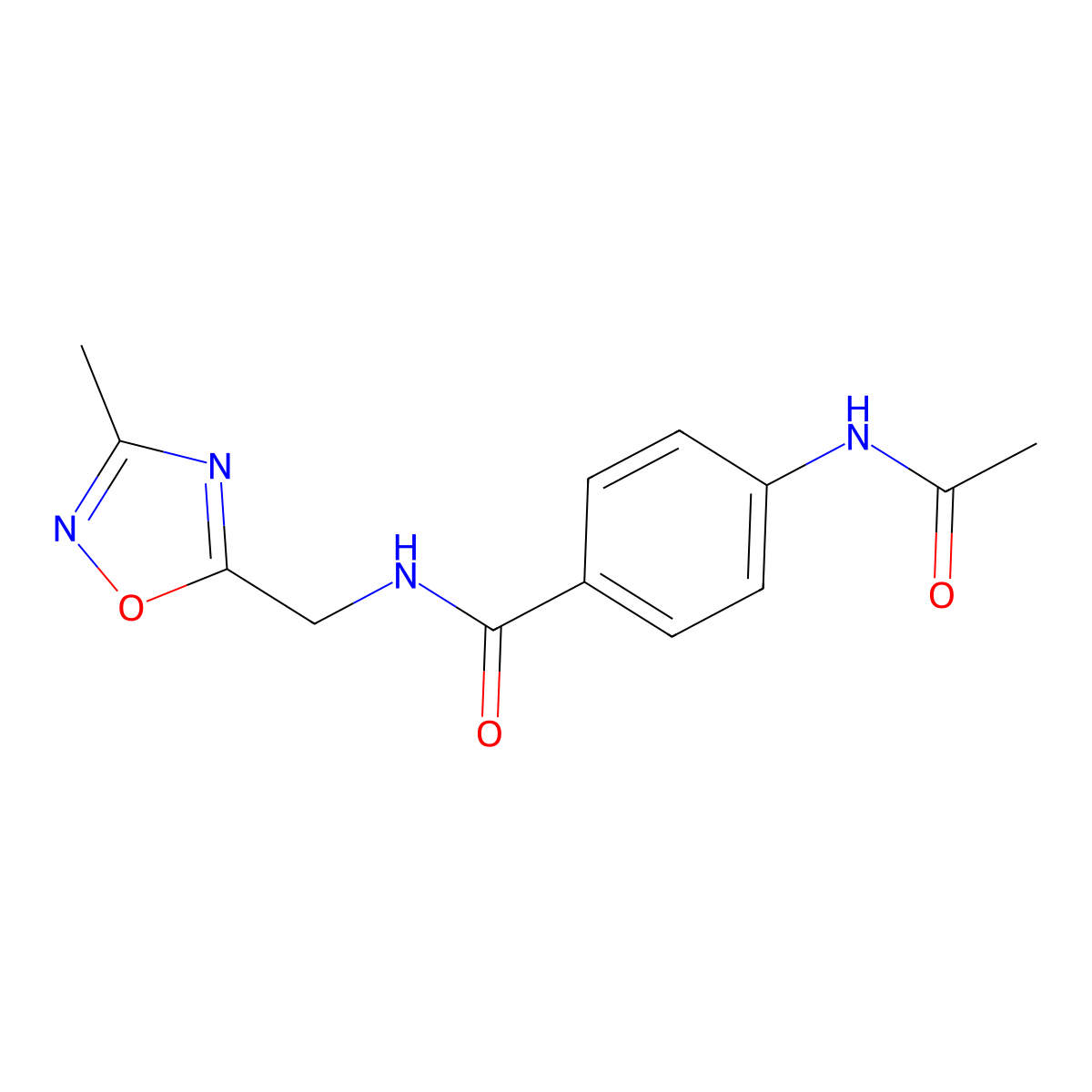 4-acetamido-N-[(3-methyl-1,2,4-oxadiazol-5-yl)methyl]benzamide molecular structure, CAS 1207055-42-2