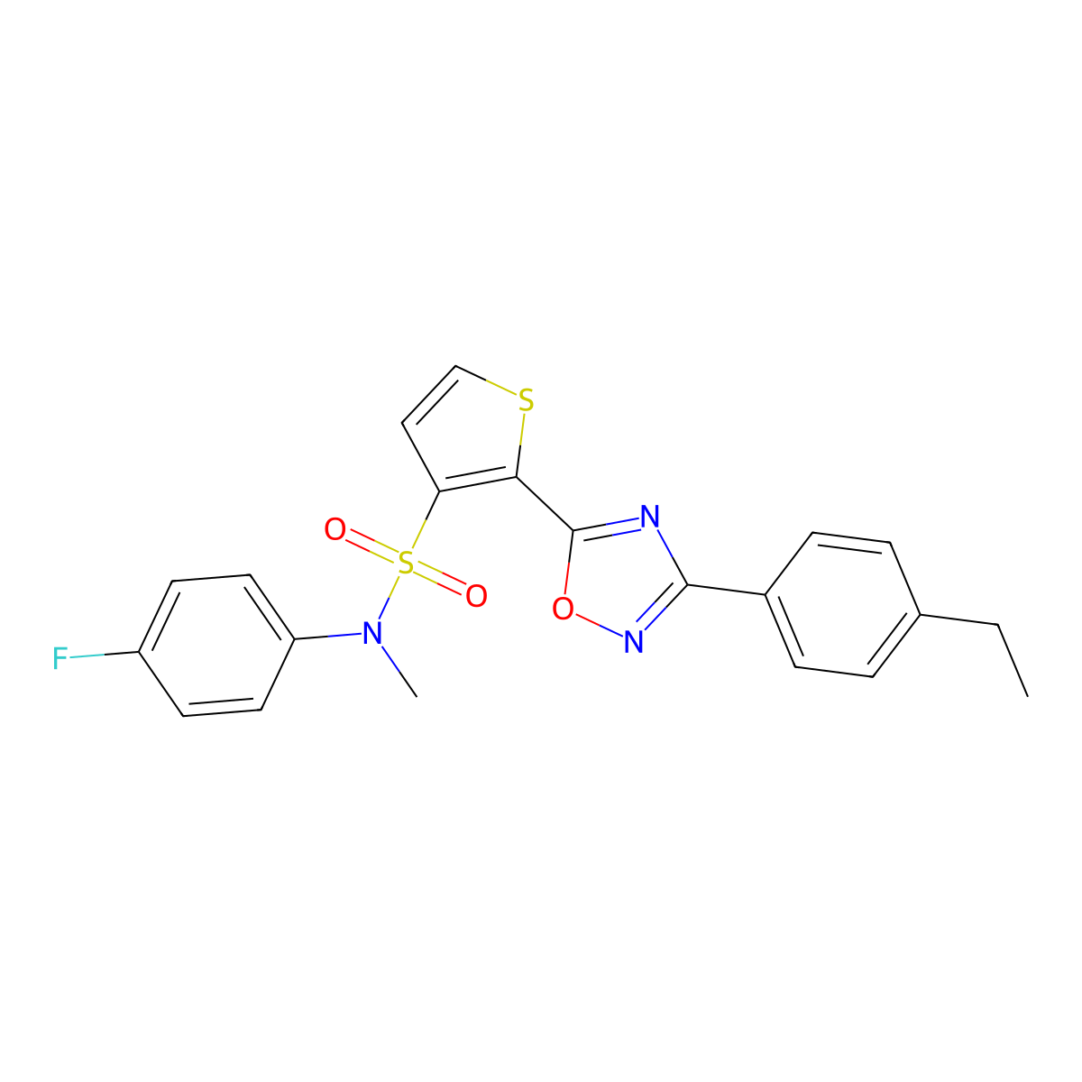 2-[3-(4-ethylphenyl)-1,2,4-oxadiazol-5-yl]-N-(4-fluorophenyl)-N-methylthiophene-3-sulfonamide molecular structure, CAS 1207055-47-7