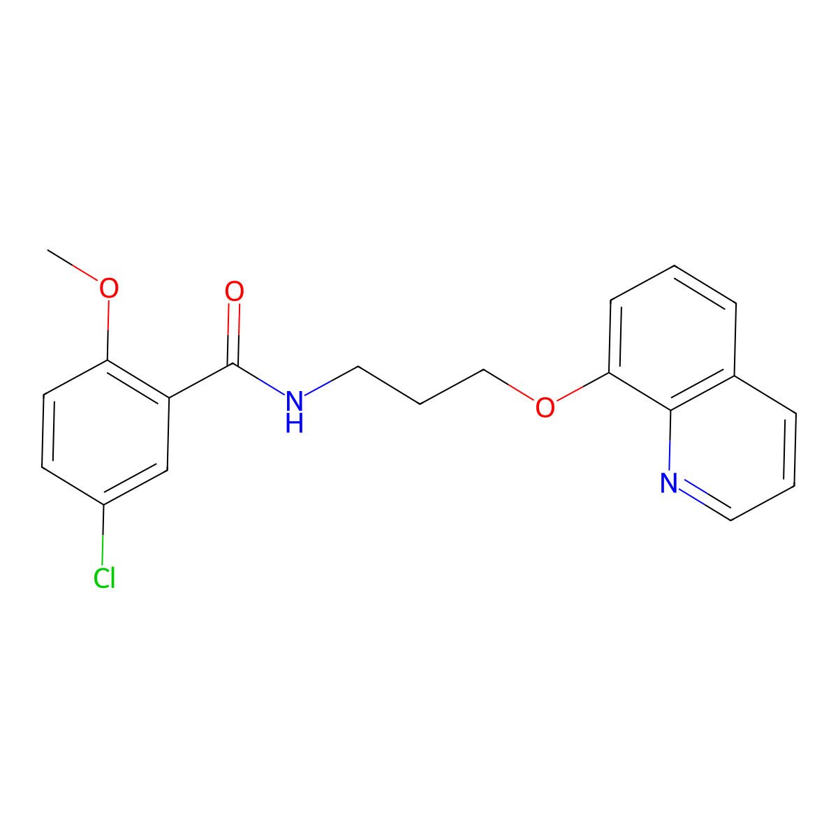 5-chloro-2-methoxy-N-[3-(quinolin-8-yloxy)propyl]benzamide molecular structure, CAS 1207055-48-8