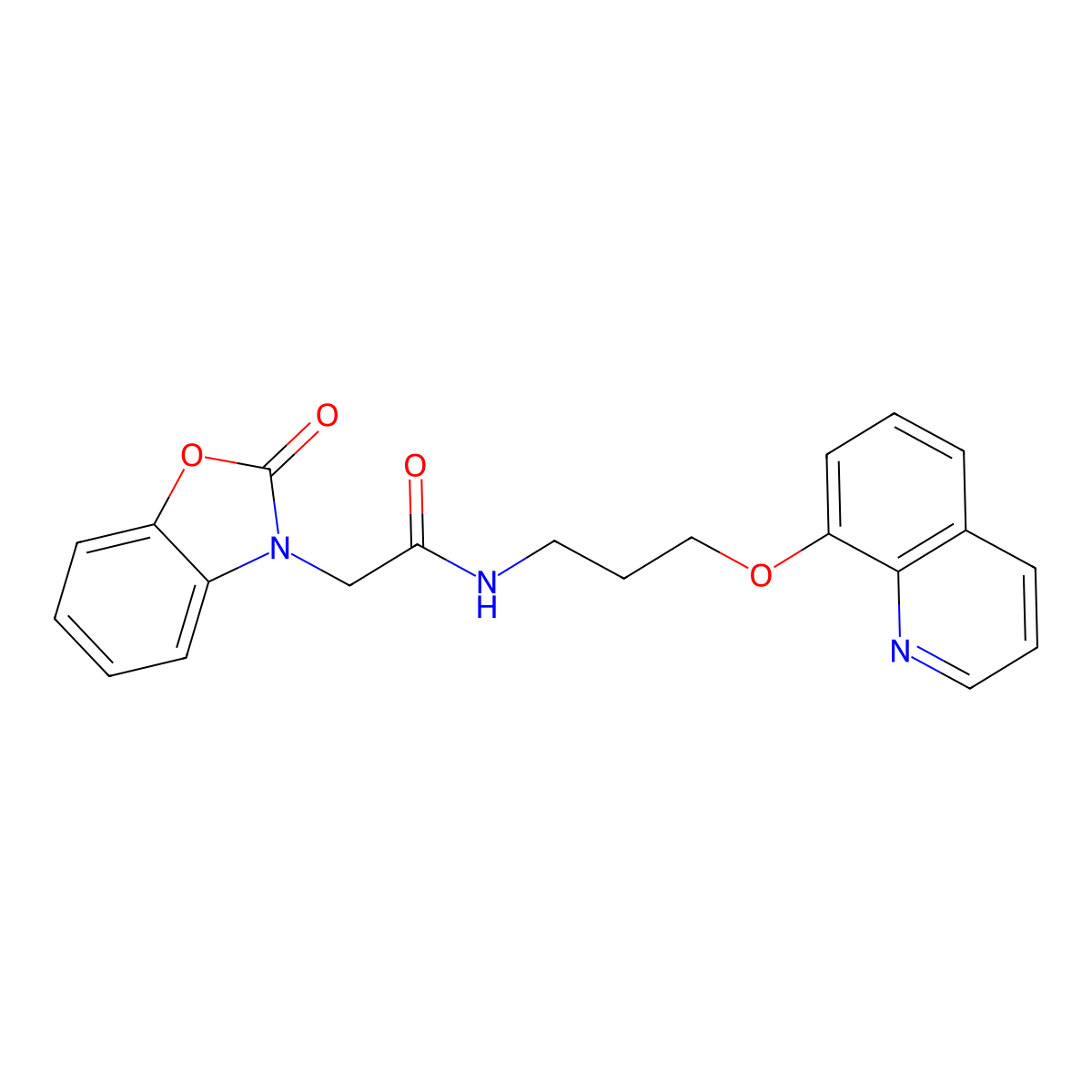 2-(2-oxobenzo[d]oxazol-3(2H)-yl)-N-(3-(quinolin-8-yloxy)propyl)acetamide molecular structure, CAS 1207055-51-3