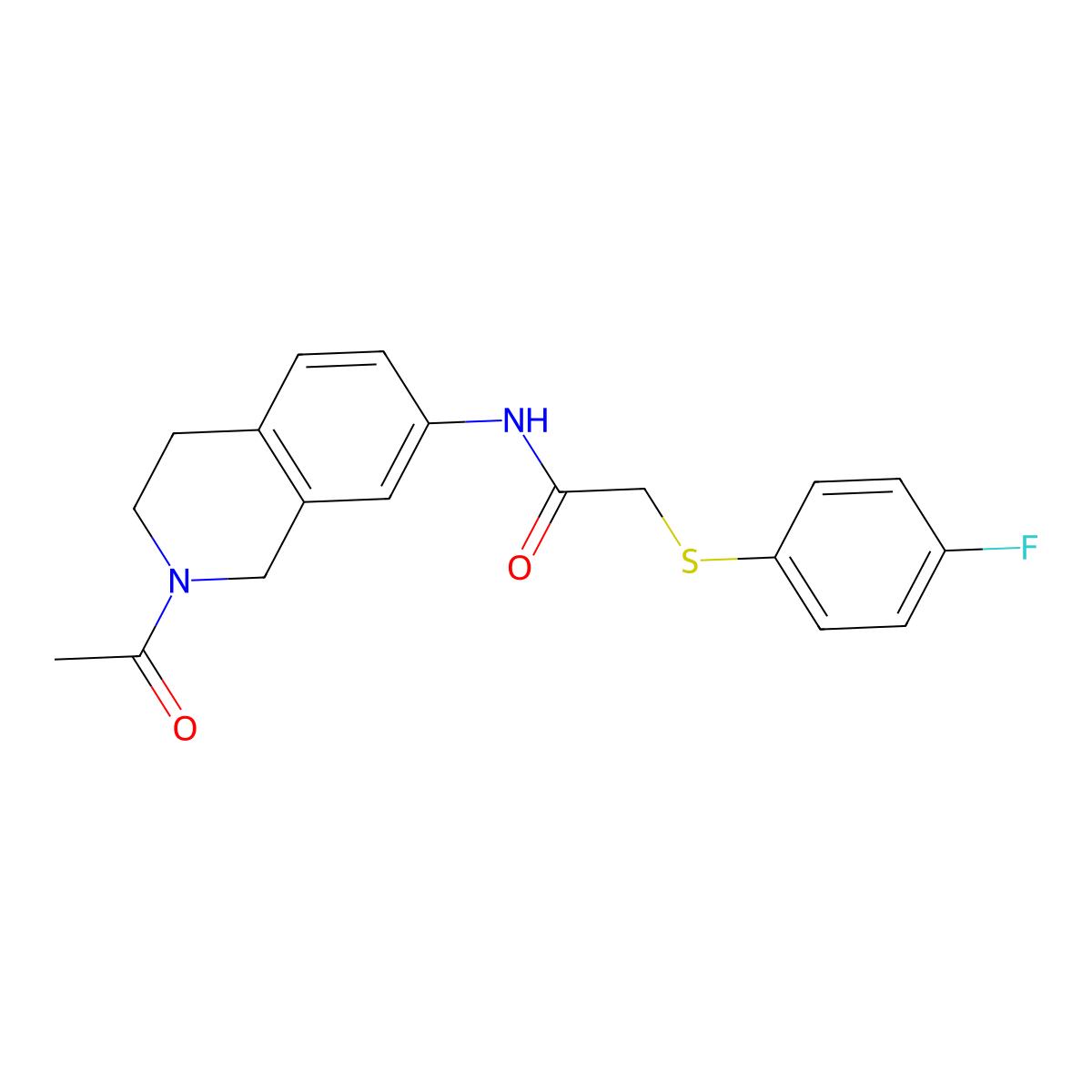 N-(2-acetyl-1,2,3,4-tetrahydroisoquinolin-7-yl)-2-[(4-fluorophenyl)sulfanyl]acetamide molecular structure, CAS 1207055-52-4