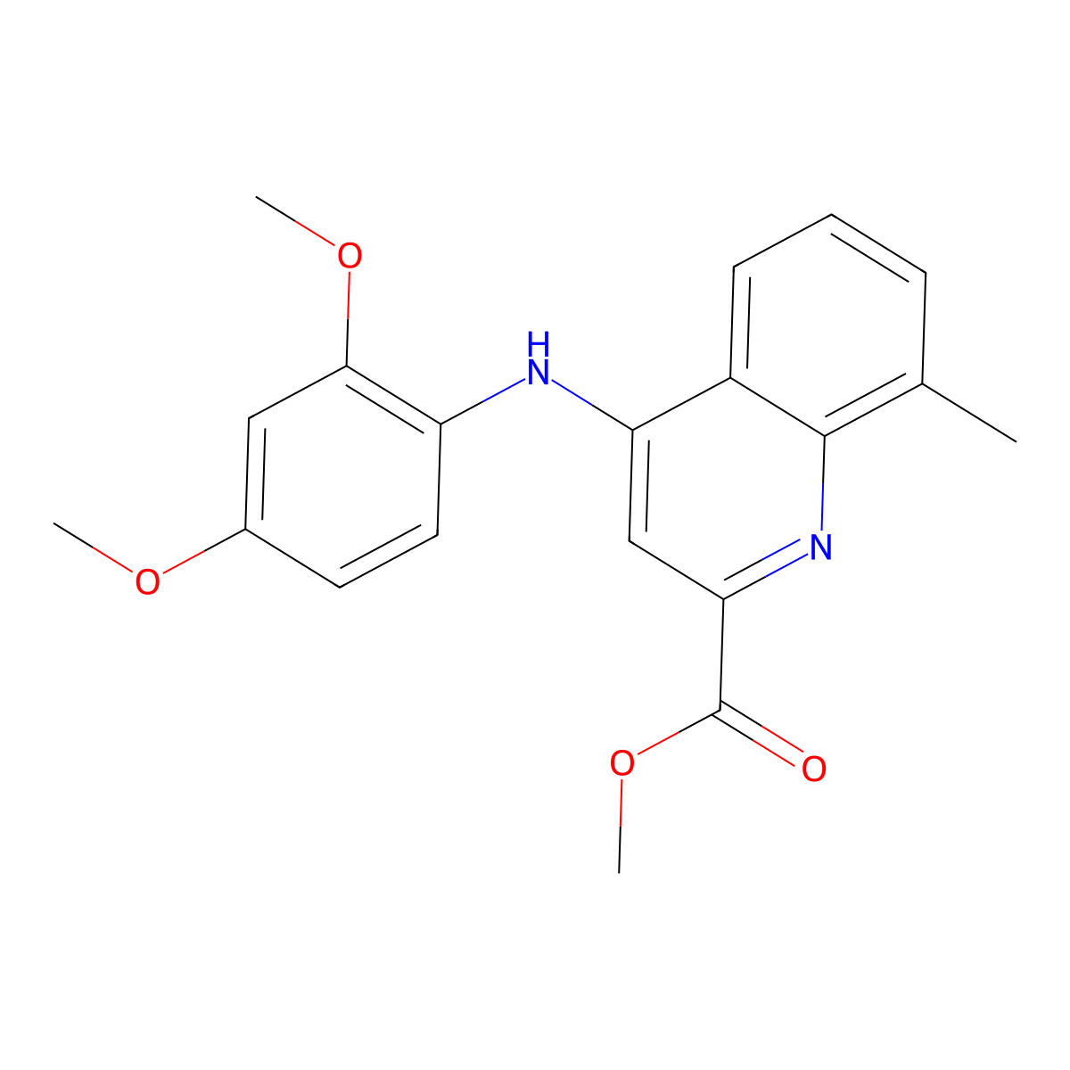 Methyl 4-[(2,4-dimethoxyphenyl)amino]-8-methylquinoline-2-carboxylate molecular structure, CAS 1207055-60-4