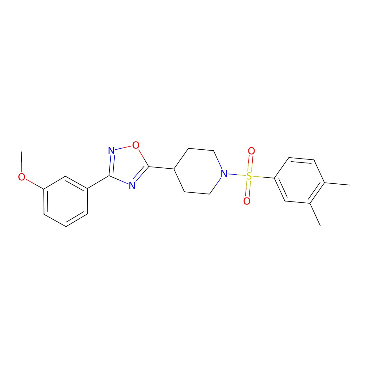 1-(3,4-Dimethylbenzenesulfonyl)-4-[3-(3-methoxyphenyl)-1,2,4-oxadiazol-5-yl]piperidine molecular structure, CAS 1207055-70-6