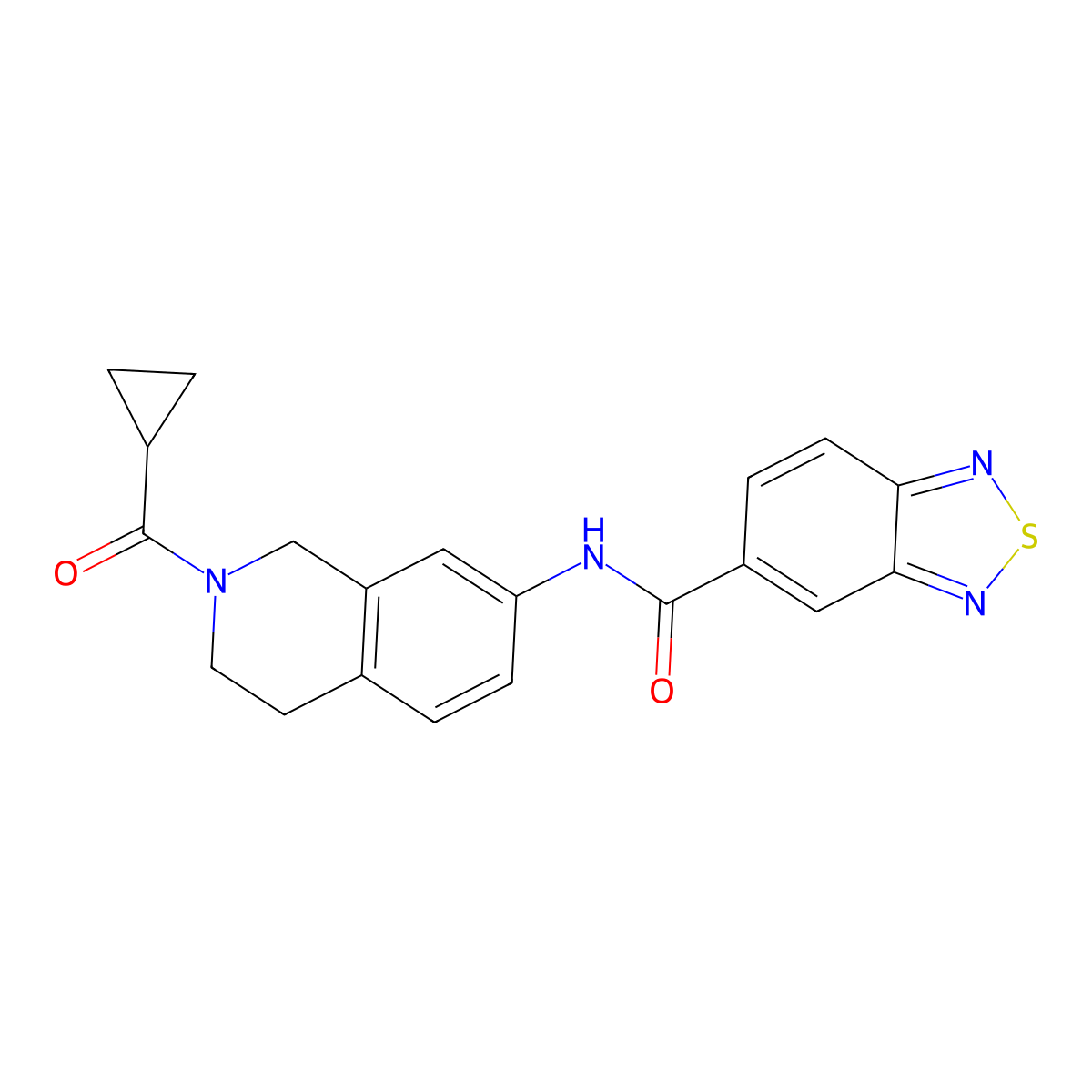 N-(2-(cyclopropanecarbonyl)-1,2,3,4-tetrahydroisoquinolin-7-yl)benzo[c][1,2,5]thiadiazole-5-carboxamide molecular structure, CAS 1207055-73-9