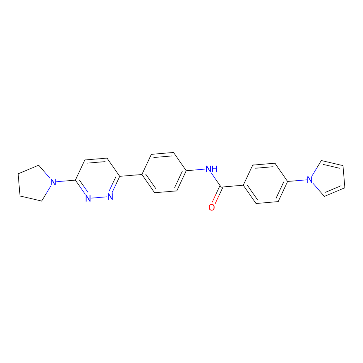 4-(1H-pyrrol-1-yl)-N-(4-(6-(pyrrolidin-1-yl)pyridazin-3-yl)phenyl)benzamide molecular structure, CAS 1207055-77-3