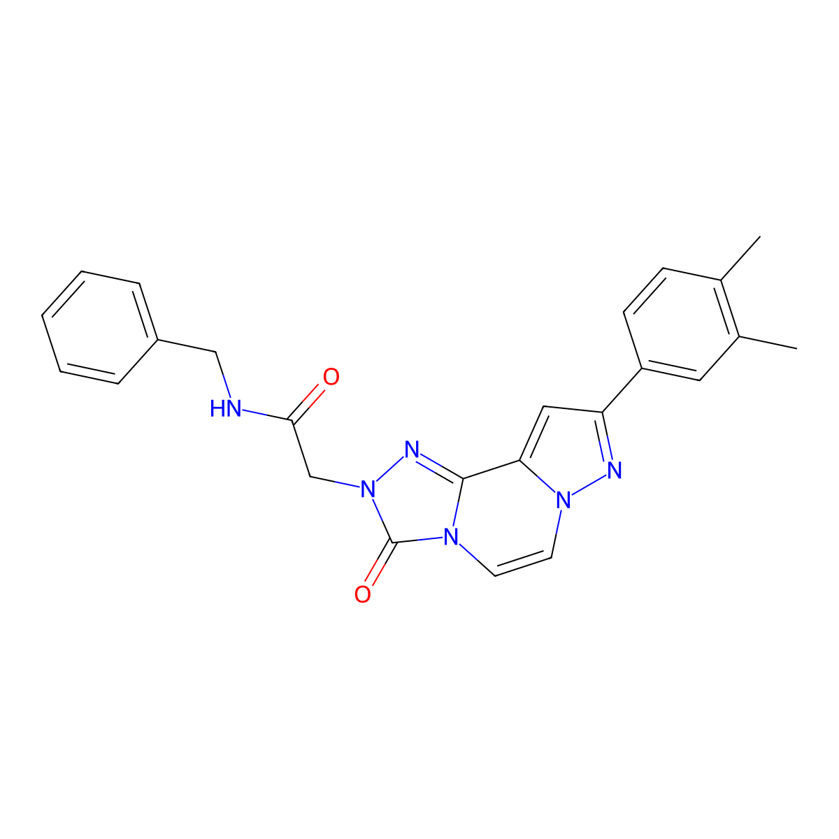 N-benzyl-2-[11-(3,4-dimethylphenyl)-5-oxo-3,4,6,9,10-pentaazatricyclo[7.3.0.0^{2,6}]dodeca-1(12),2,7,10-tetraen-4-yl]acetamide molecular structure, CAS 1207055-78-4
