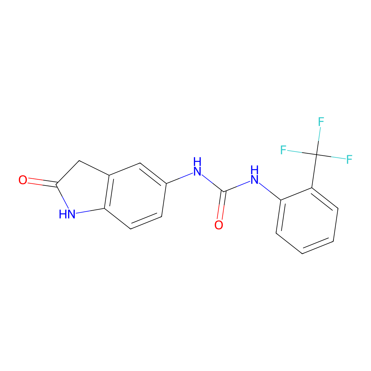 1-(2-Oxoindolin-5-yl)-3-(2-(trifluoromethyl)phenyl)urea molecular structure, CAS 1207055-85-3