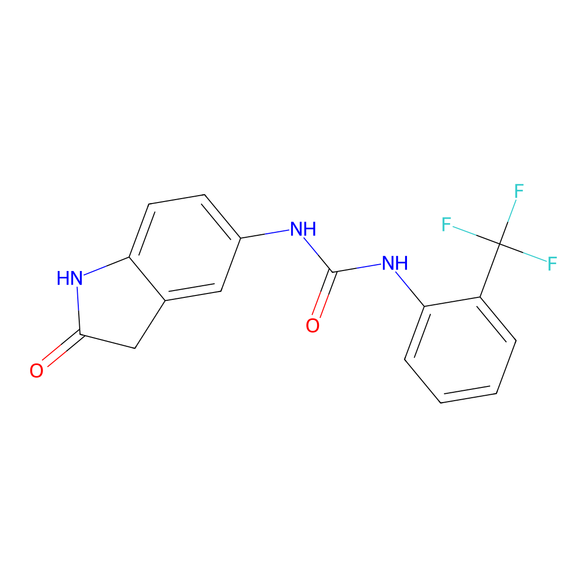 1-(2-Oxoindolin-5-yl)-3-(2-(trifluoromethyl)phenyl)urea molecular structure, CAS 1207055-85-3